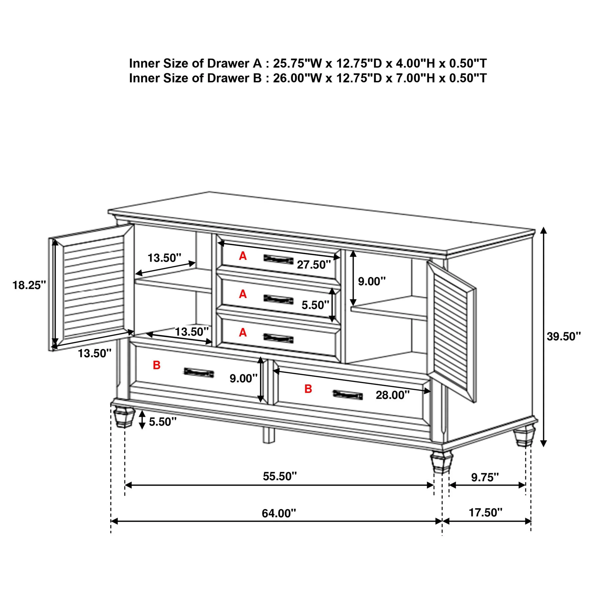 Franco 5-drawer Dresser Distressed White - Image 3