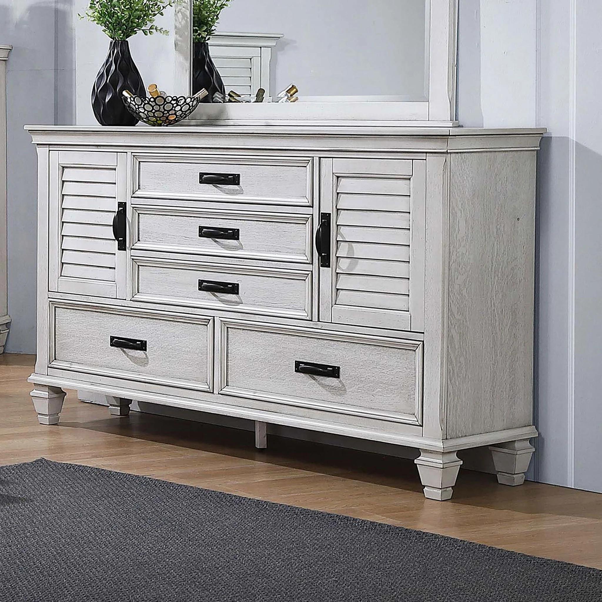 Franco 5-drawer Dresser Distressed White - Image 4