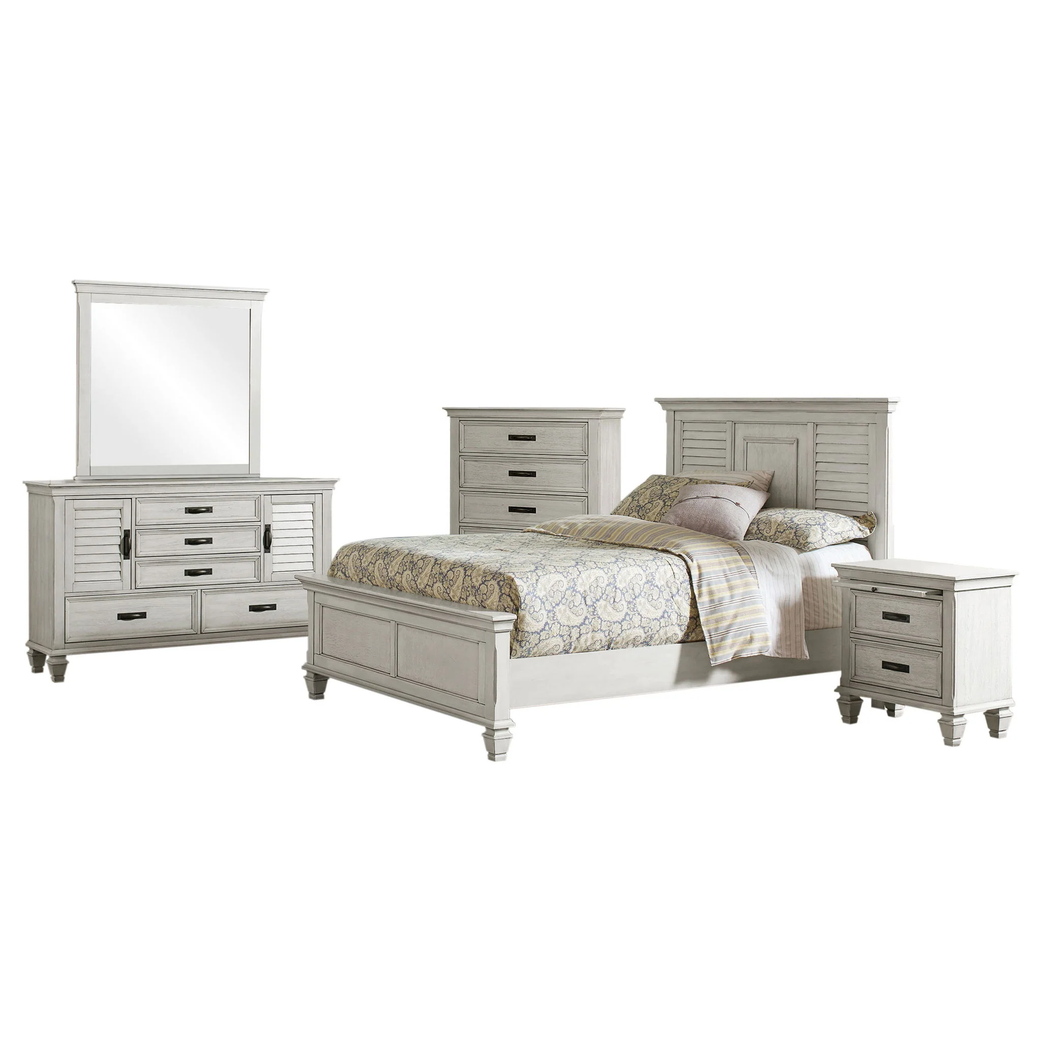 Franco 5-piece Queen Bedroom Set Distressed White - Image 3