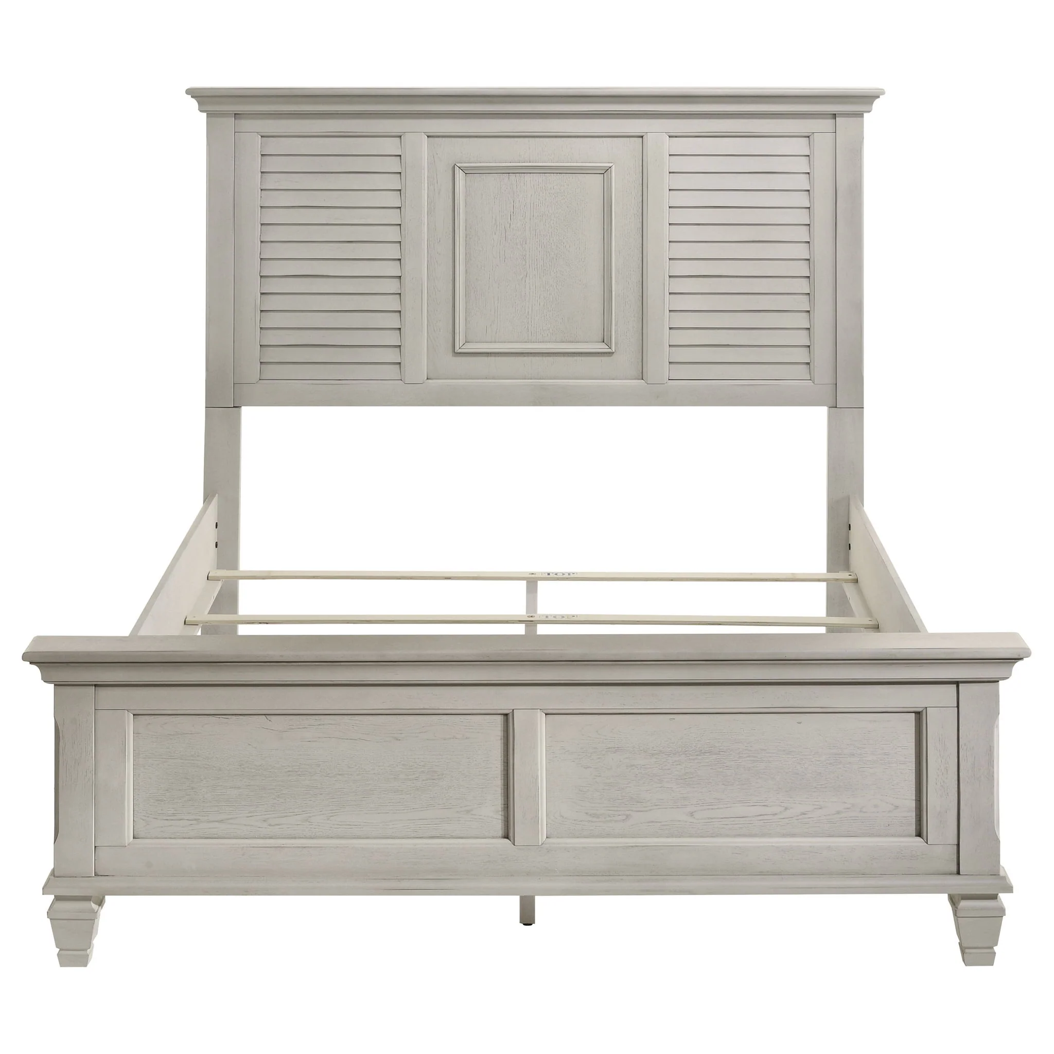 Franco Wood Queen Panel Bed Distressed White - Image 2