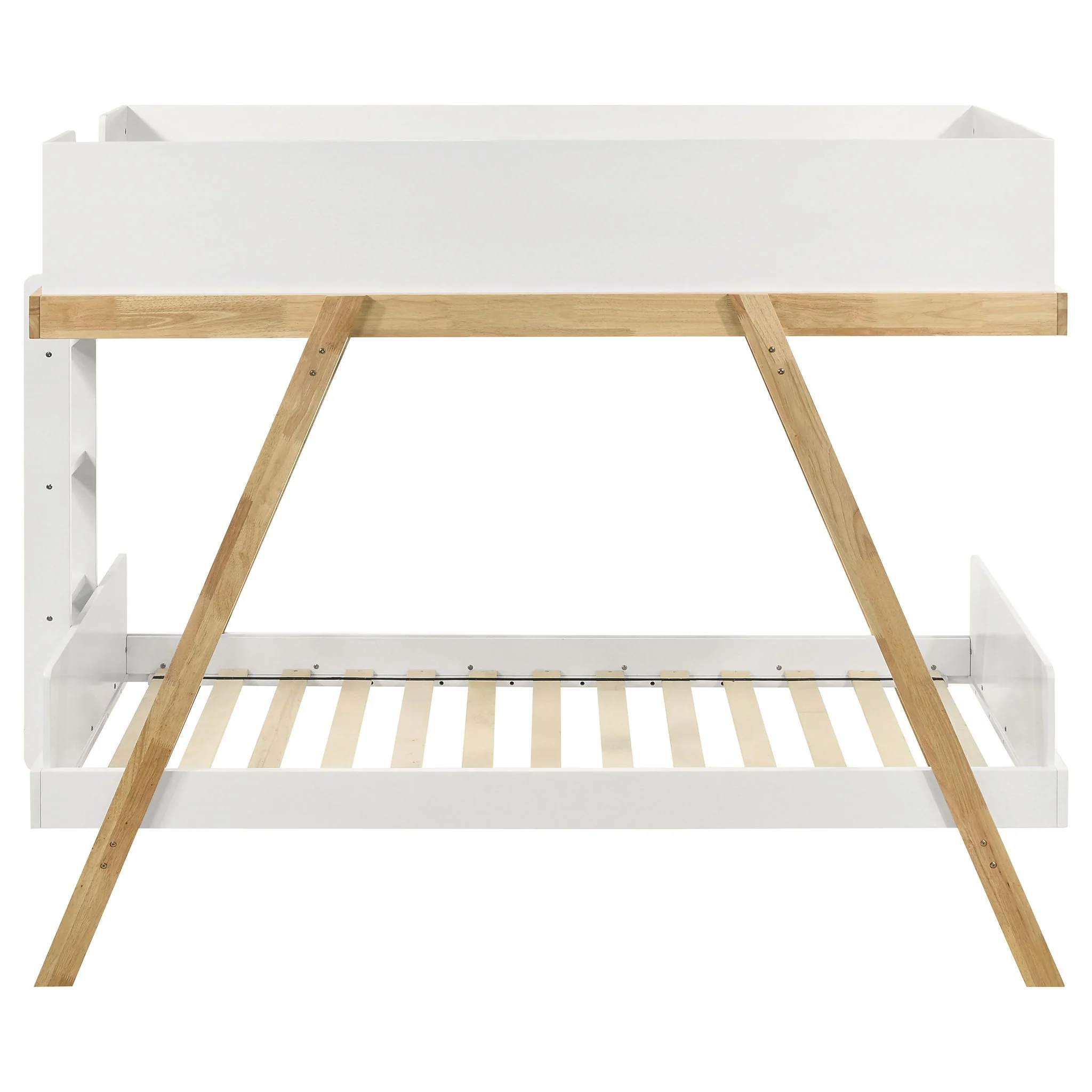 Frankie Wood Twin Over Twin Bunk Bed White and Natural - Image 3