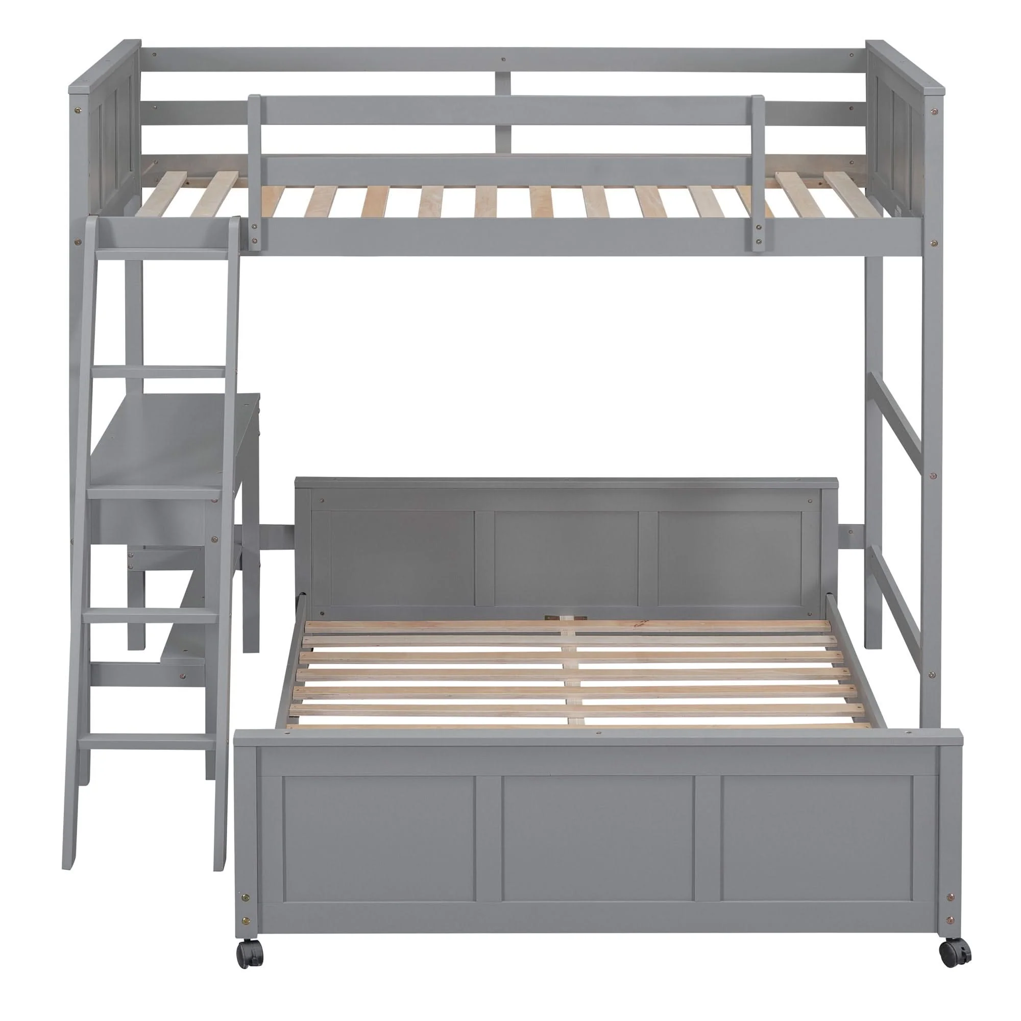 Full Over Full Bunk Bed With Desk - Image 9