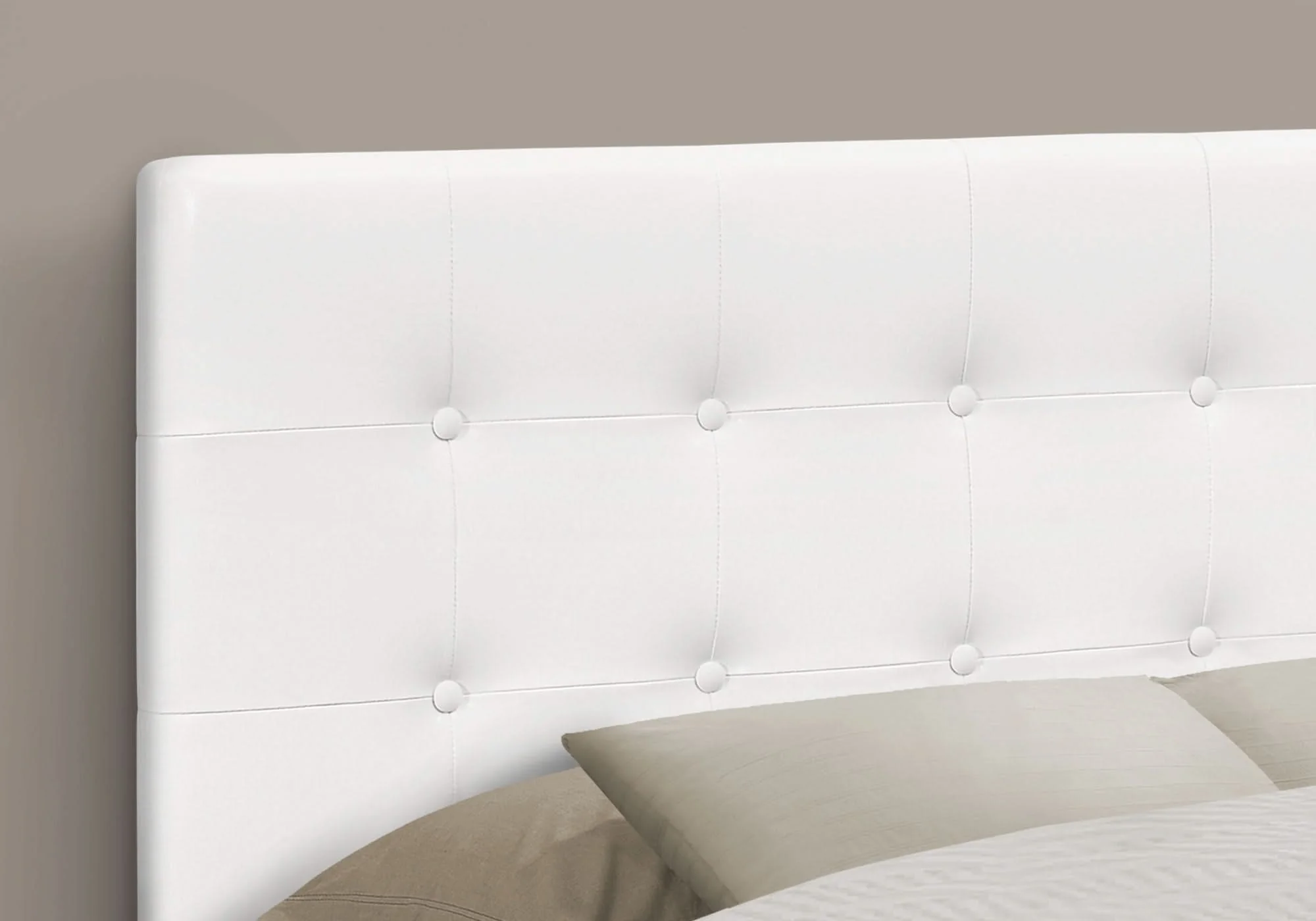 Full Size Headboard Only Upholstered Leather Look - White - Image 4