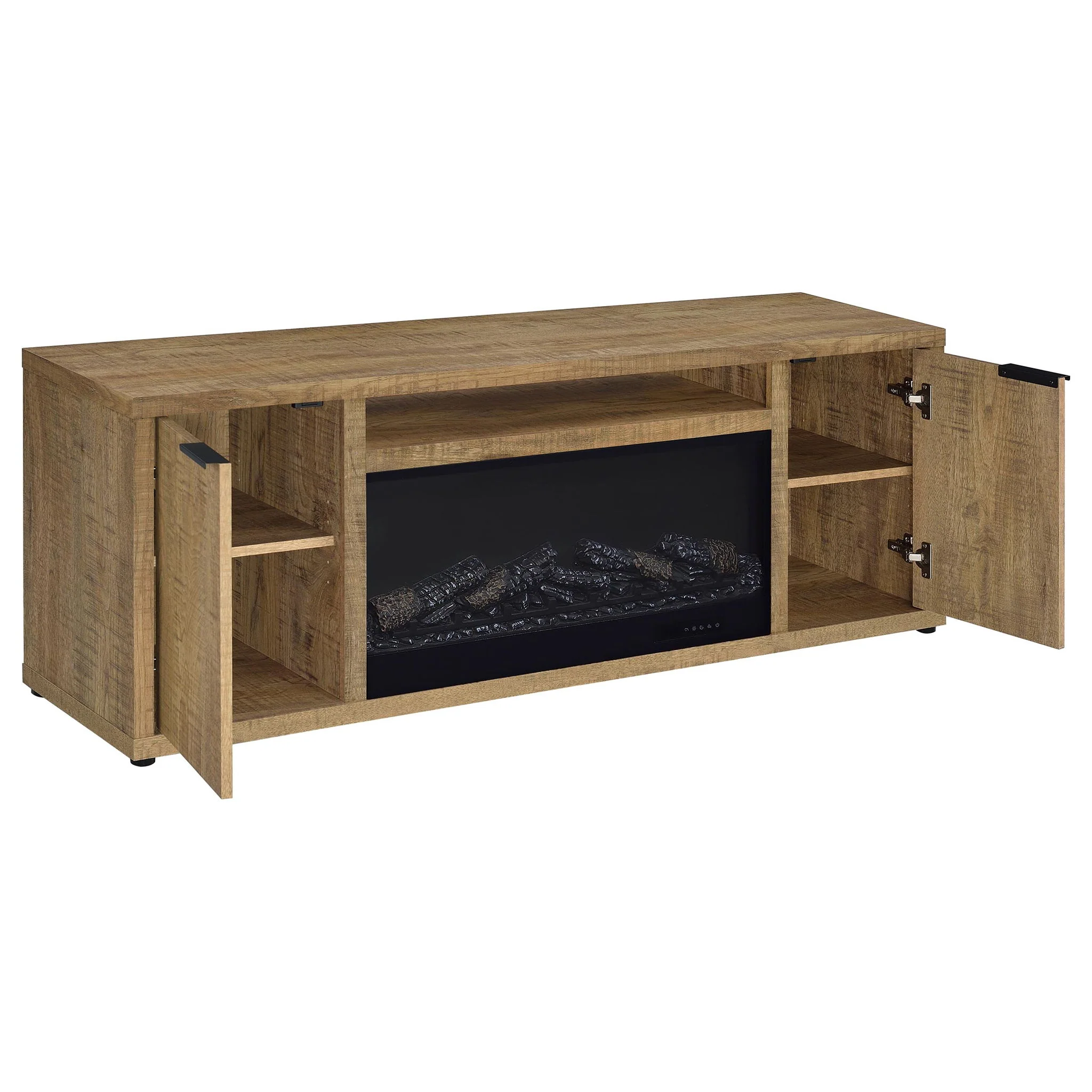 Fuller 60-inch 2-door TV Stand Fireplace Media Console Mango - Image 2