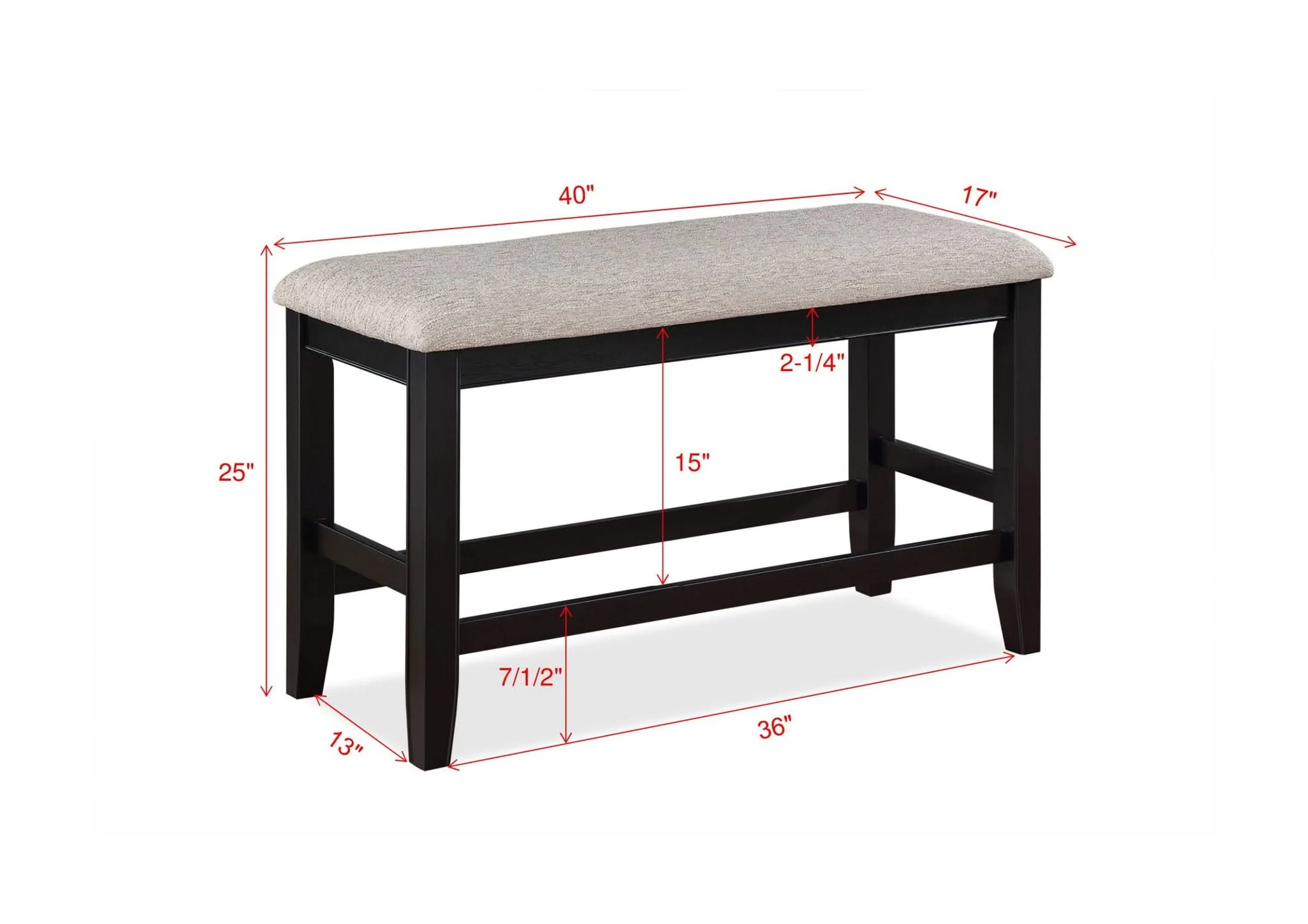 Fulton - Counter Height Bench - Light Gray - Image 3