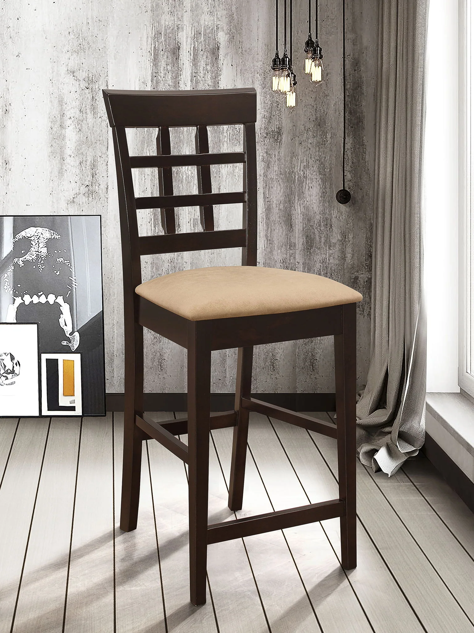 Gabriel Lattice Back Counter Chair Cappuccino (Set of 2) - Image 4