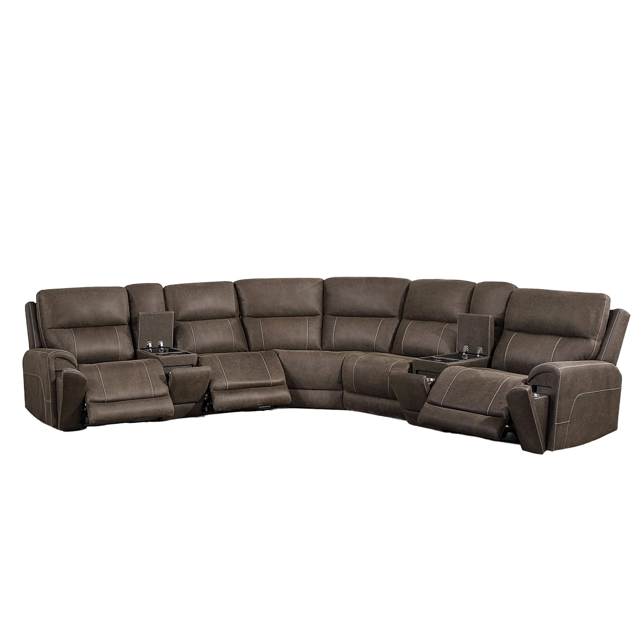 Gaia - 7 Piece P2 Power Sectional - Brown - Image 2