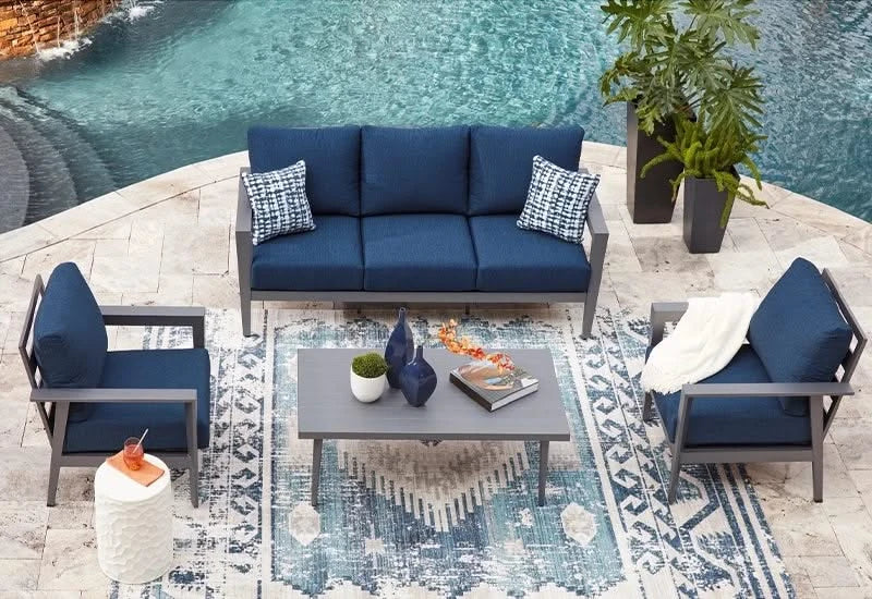 Gali Outdoor All Weather 4 PC Patio Furniture Set Includes Sofa, 2 Chairs and Coffee Table - Image 10