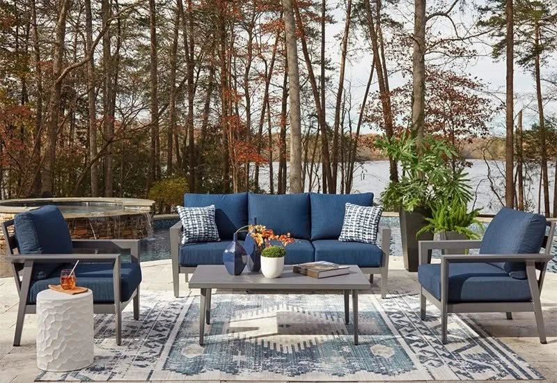 Gali Outdoor All Weather 4 PC Patio Furniture Set Includes Sofa, 2 Chairs and Coffee Table - Image 3