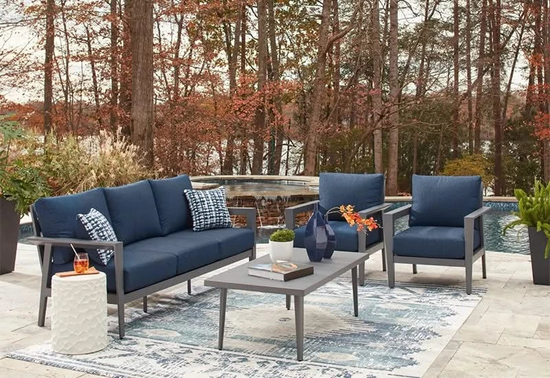 Gali Outdoor All Weather 4 PC Patio Furniture Set Includes Sofa, 2 Chairs and Coffee Table - Image 4
