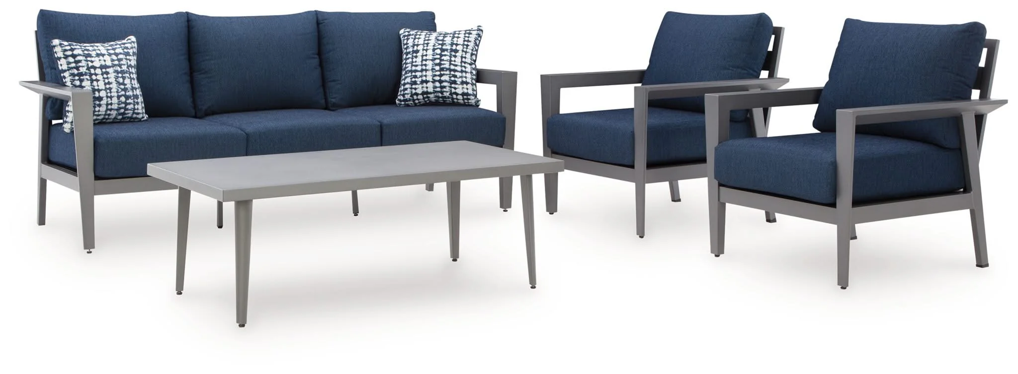 Gali - Sofa / Chairs / Table Set (Set of 4) - Gray / Blue - Image 3