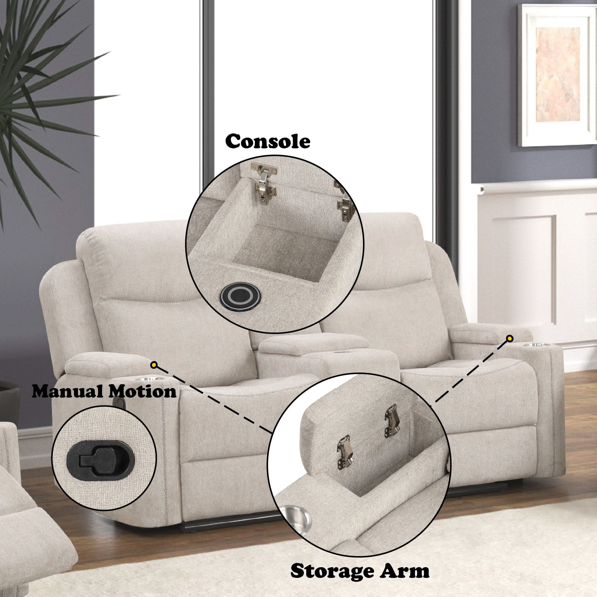 Galya - Motion Loveseat With Console - Light Gray - Image 2