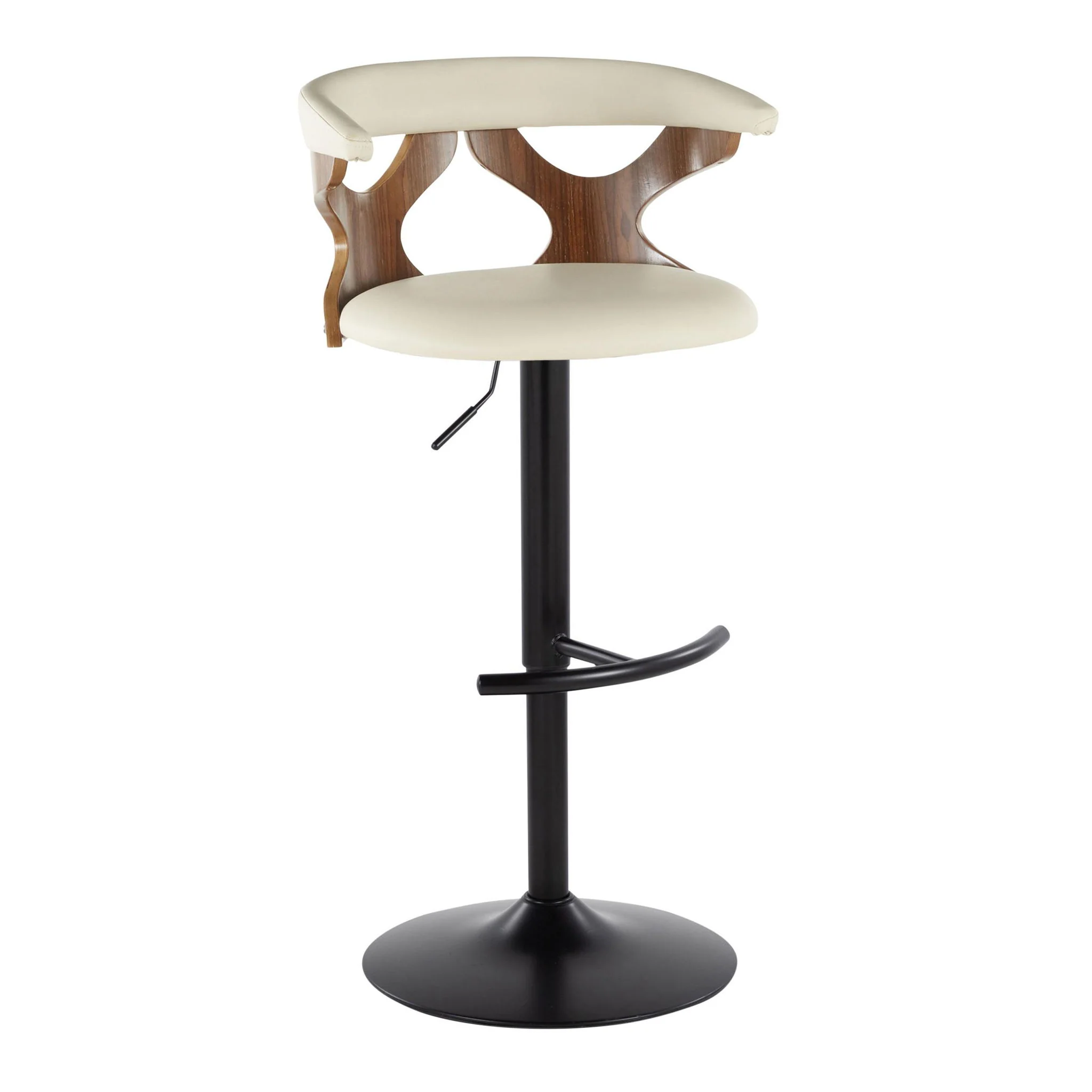 Gardenia - Contemporary Adjustable Barstool, Swivel With Rounded T Footrest (Set of 2) - Image 12