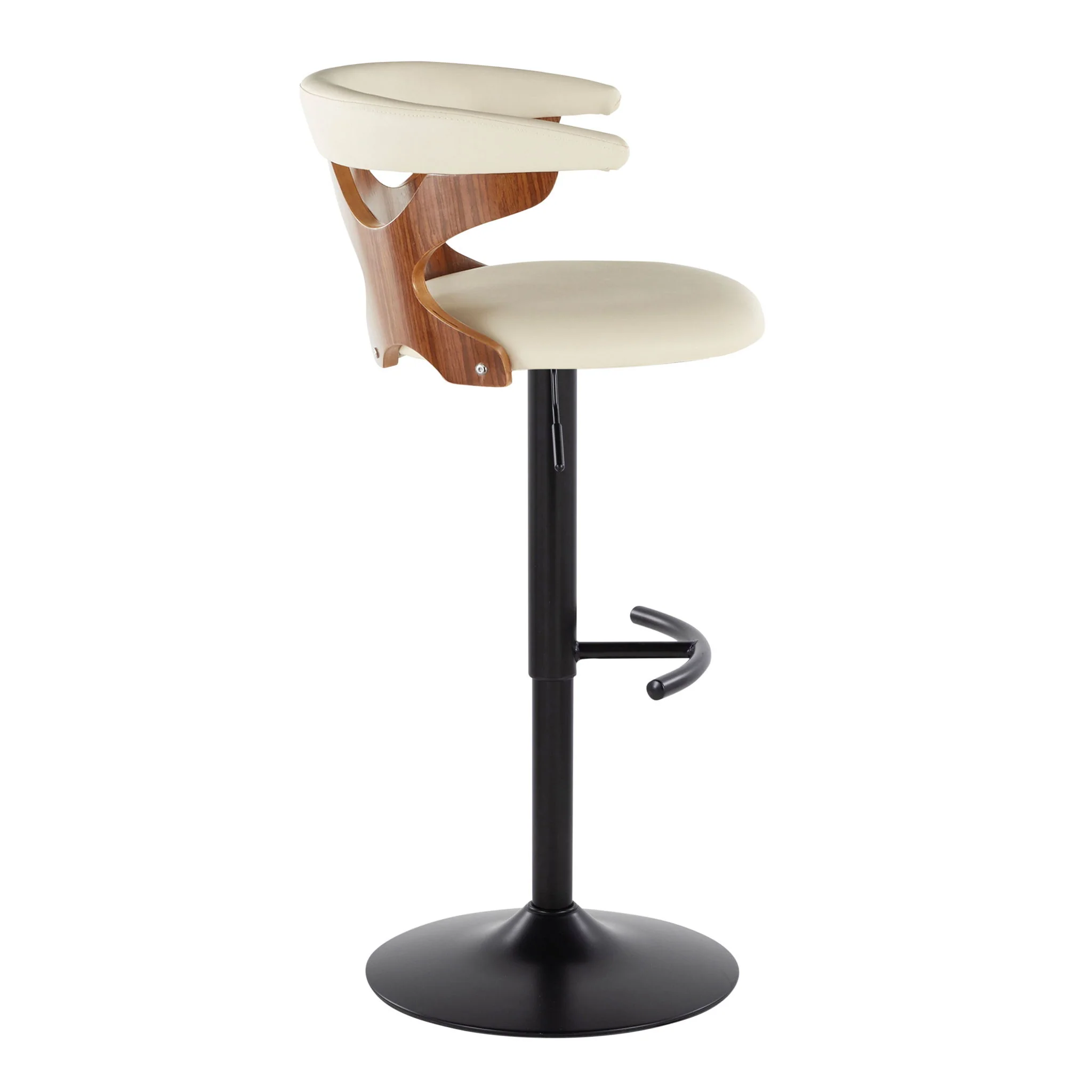 Gardenia - Contemporary Adjustable Barstool, Swivel With Rounded T Footrest (Set of 2) - Image 7