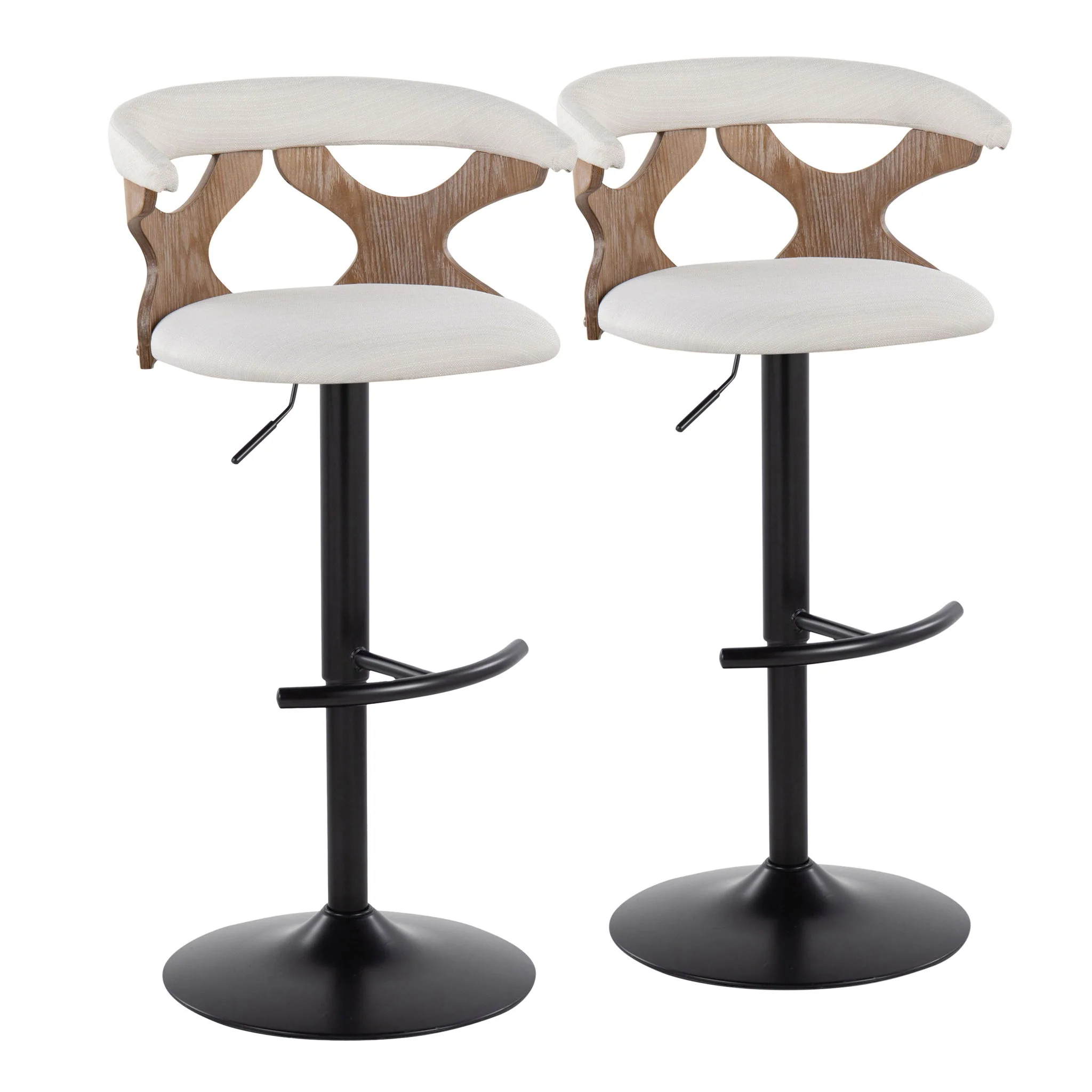 Gardenia - Contemporary Adjustable Barstool & Swivel With Rounded T Footrest (Set of 2) - Image 2