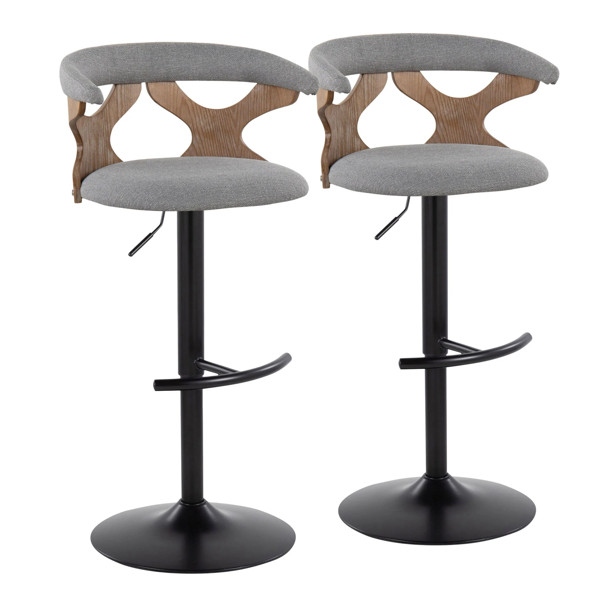 Gardenia - Contemporary Adjustable Barstool & Swivel With Rounded T Footrest (Set of 2) - Image 3