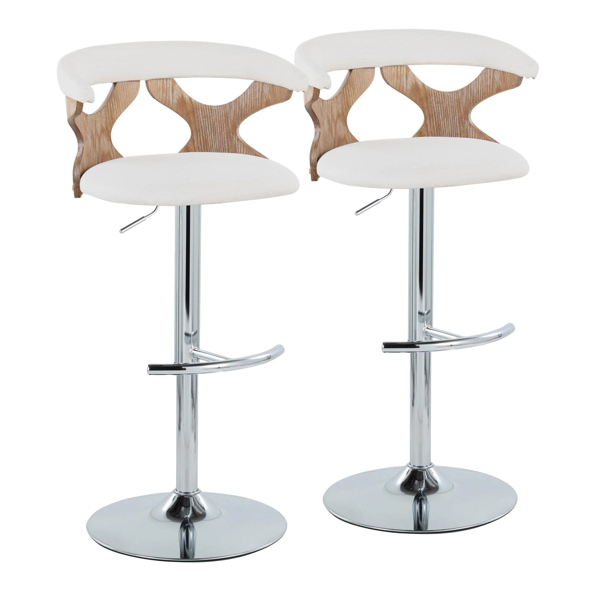 Gardenia - Contemporary Adjustable Barstool With Swivel / Rounded T Footrest (Set of 2) - Image 3