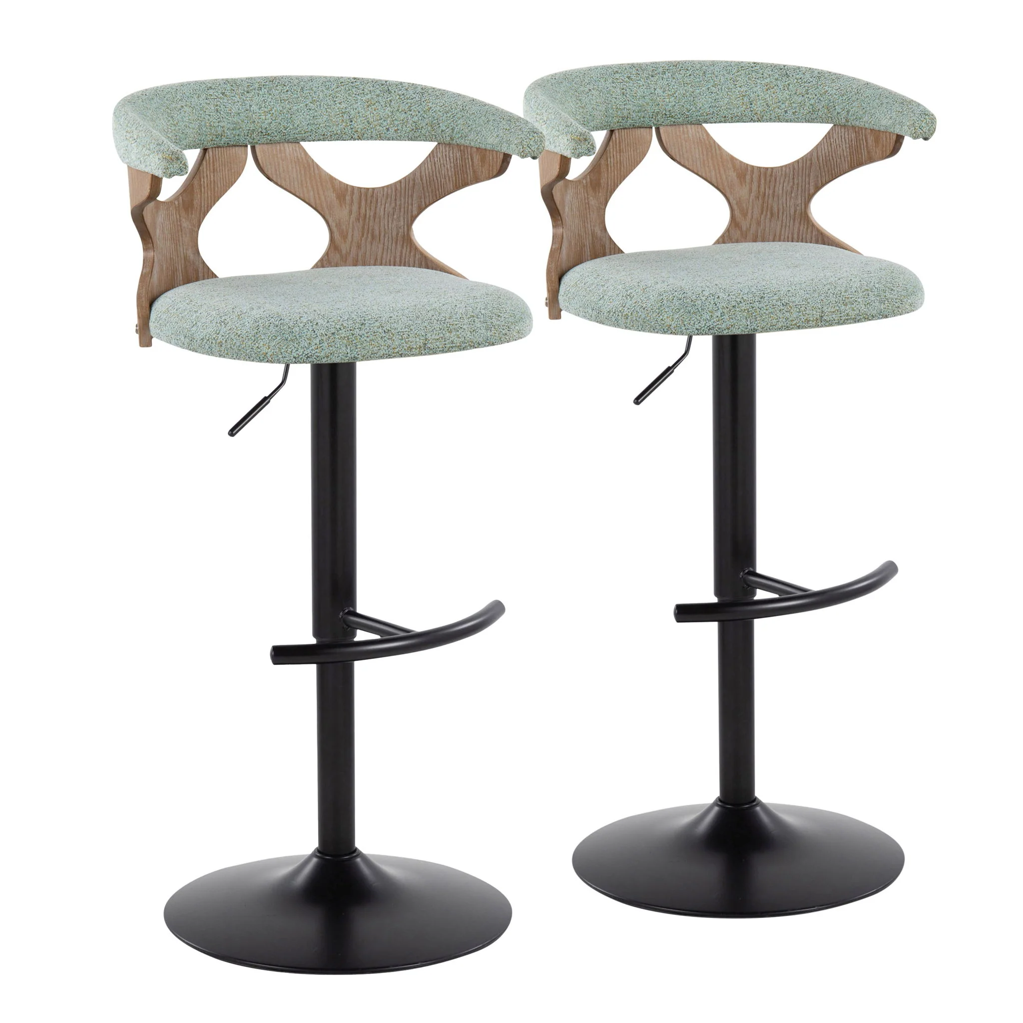 Gardenia - Contemporary Adjustable Barstool With Swivel With Rounded T Footrest (Set of 2) - Image 3