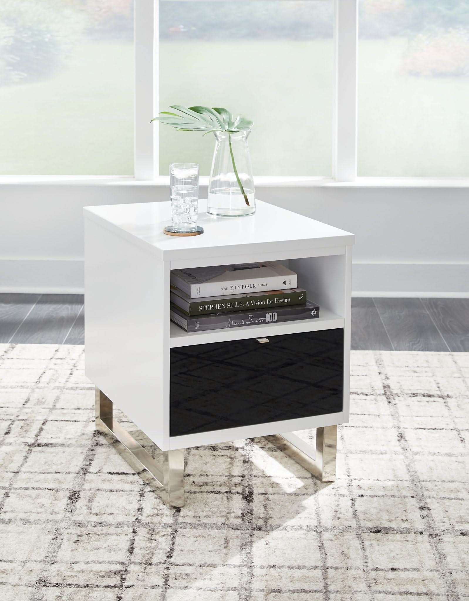Gardoni - Chair Side End Table - White / Black - Image 2