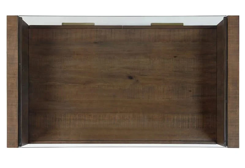 Garland Toffee Brown Modern Rustic Glass Top Coffee Table - Image 4
