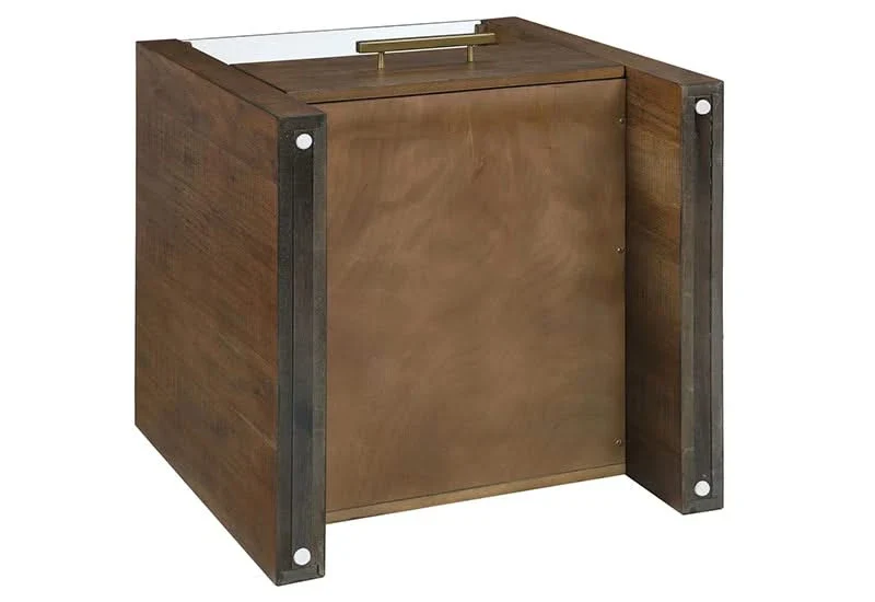 Garland Toffee Brown Modern Rustic Glass Top End Table - Image 5