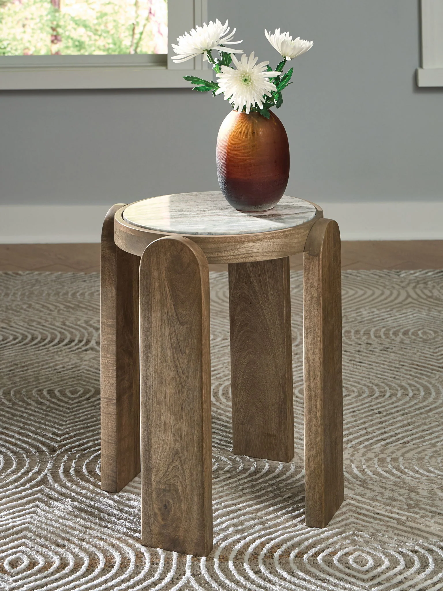Gavrilley - Accent Table - Gray / White / Brown - Image 3