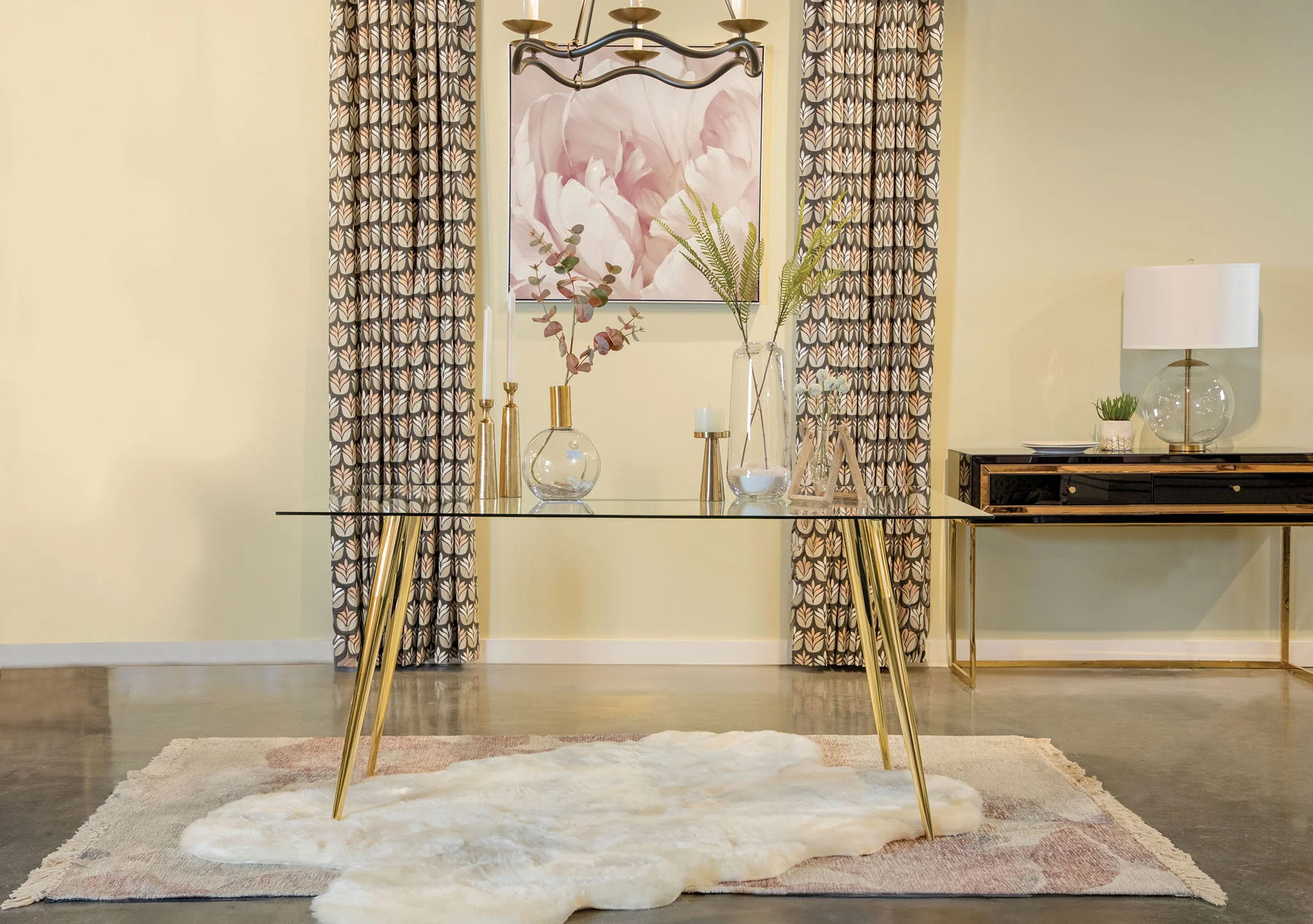 Gilman Rectangular 64-inch Glass Top Dining Table Gold - Image 2