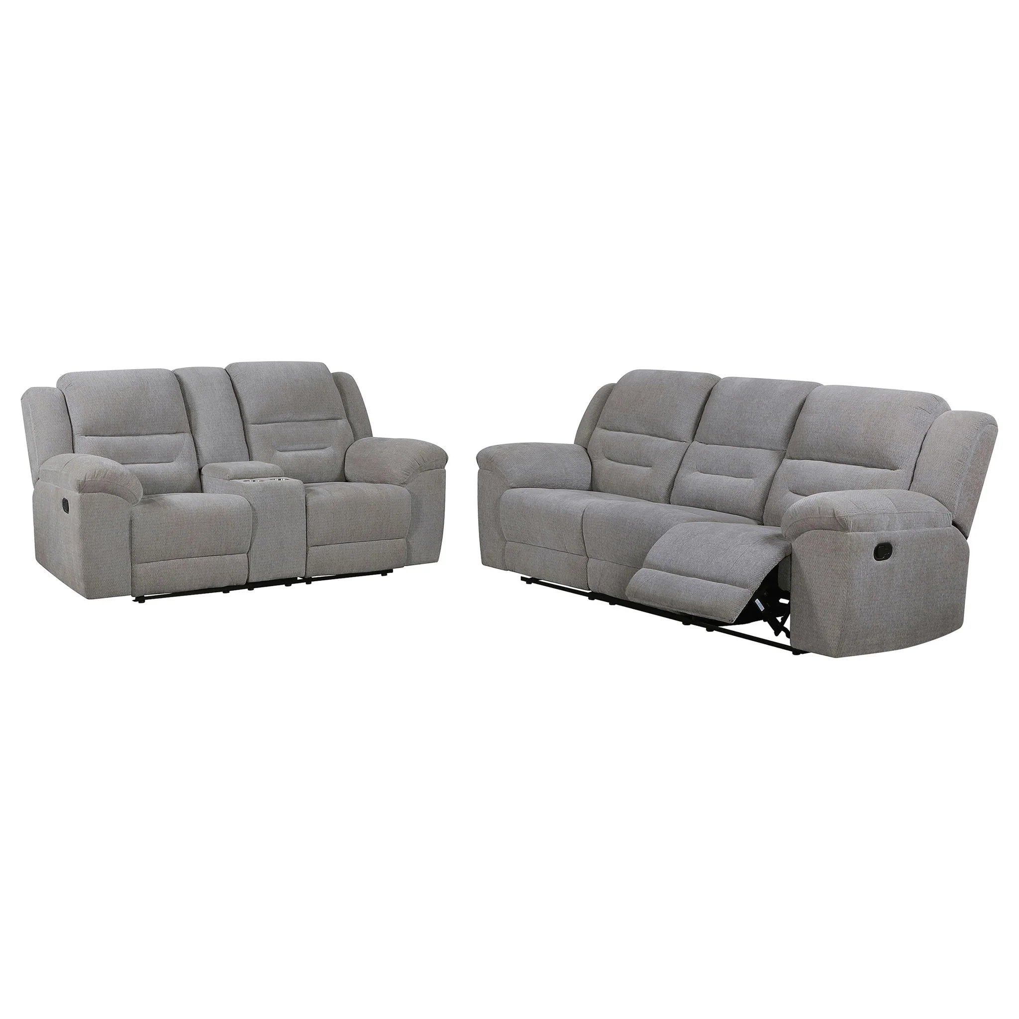 Gilson 2-piece Chenille Upholstered Reclining Sofa Set Grey - Image 2