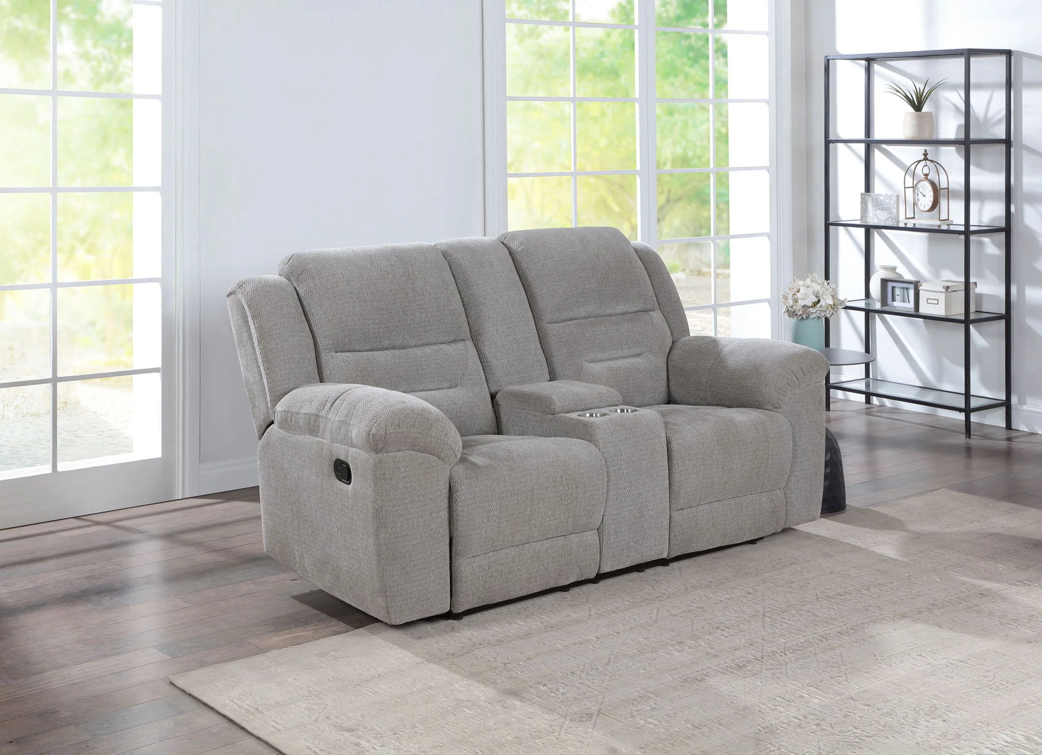 Gilson Chenille Upholstered Reclining Loveseat Grey - Image 4