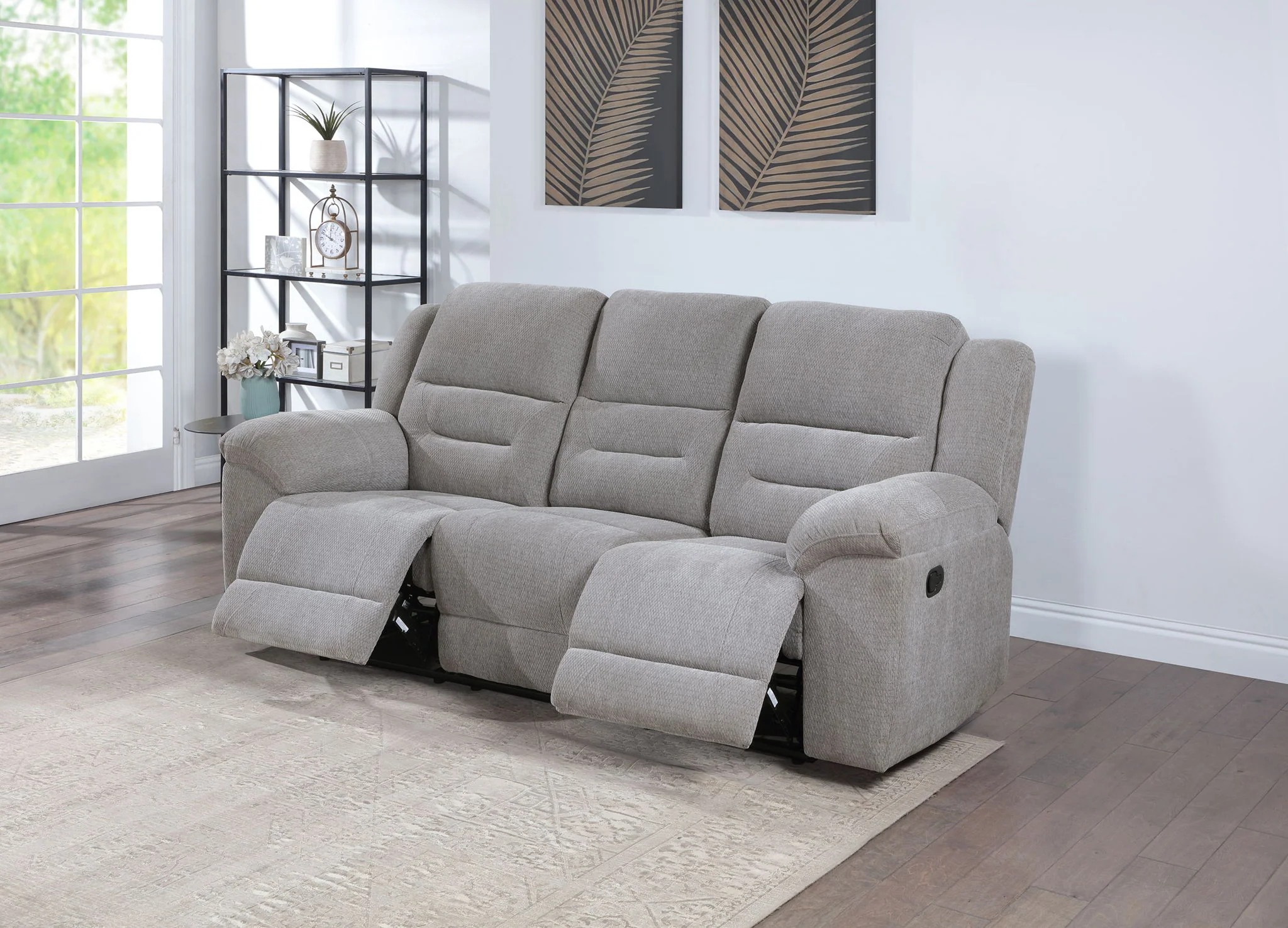 Gilson Chenille Upholstered Reclining Sofa Grey - Image 2