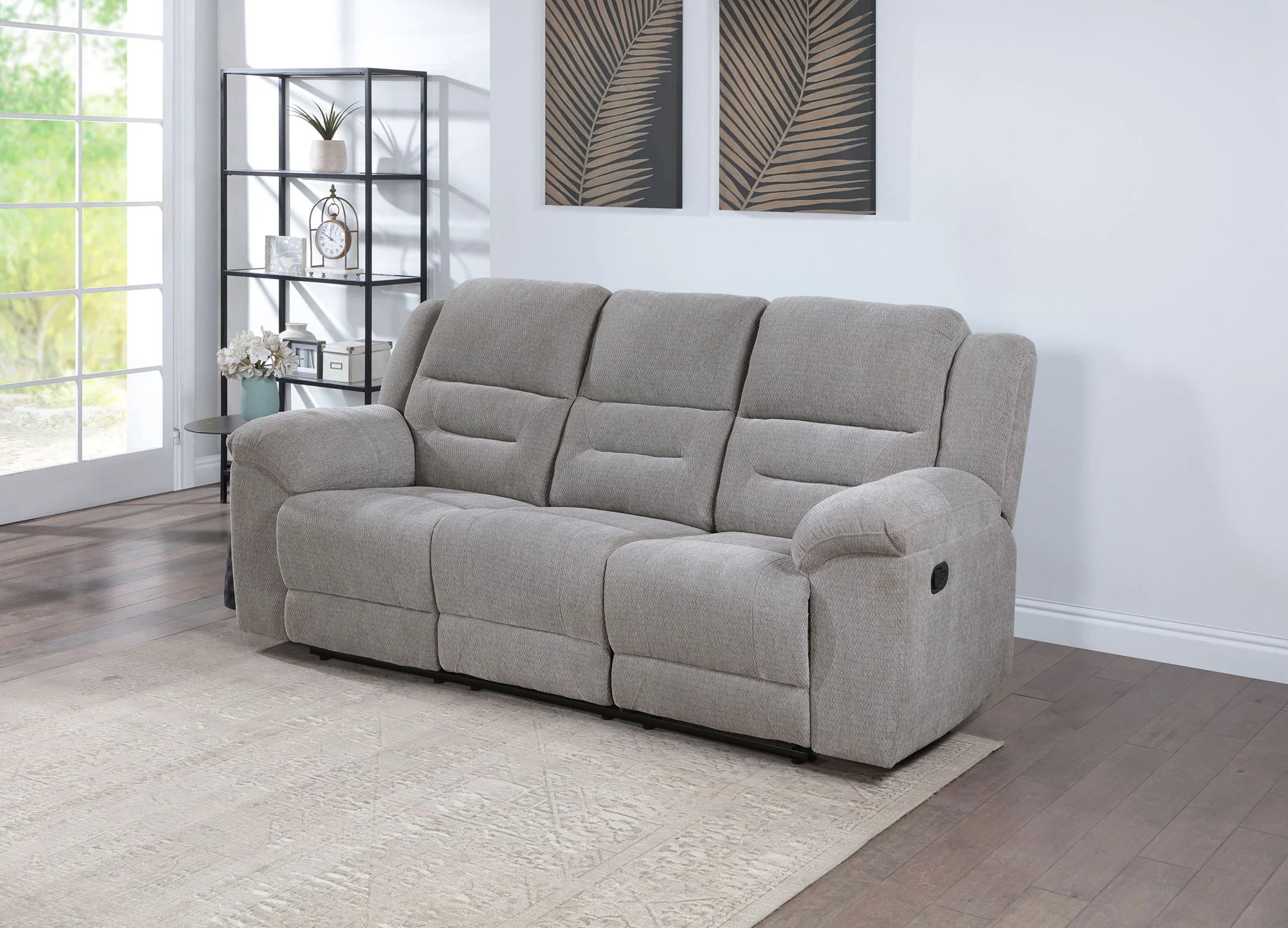 Gilson Chenille Upholstered Reclining Sofa Grey - Image 3