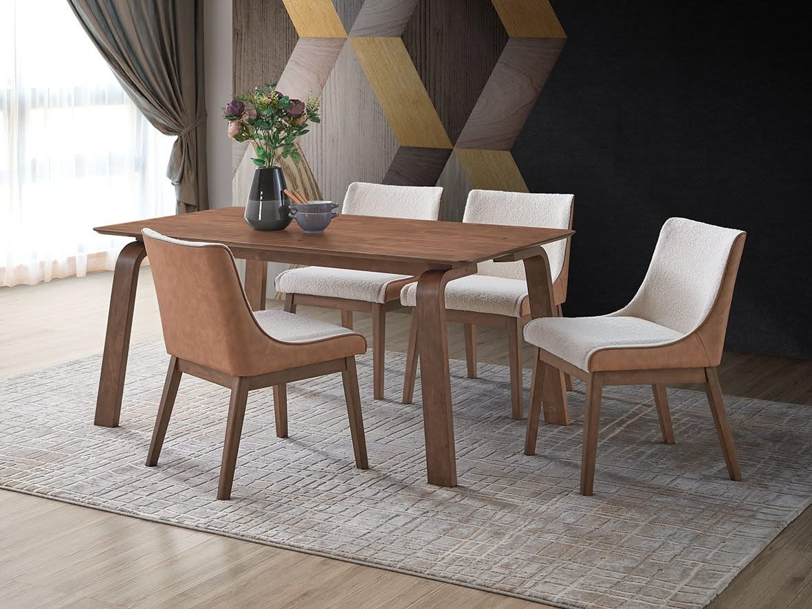 Ginny - 5 Piece With Side Chairs Dining Room Set - Walnut - Image 2