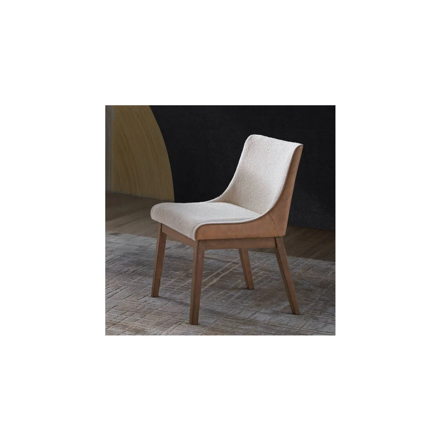 Ginny - Boucle Velvet Side Chair (Set of 2) - Walnut - Image 2