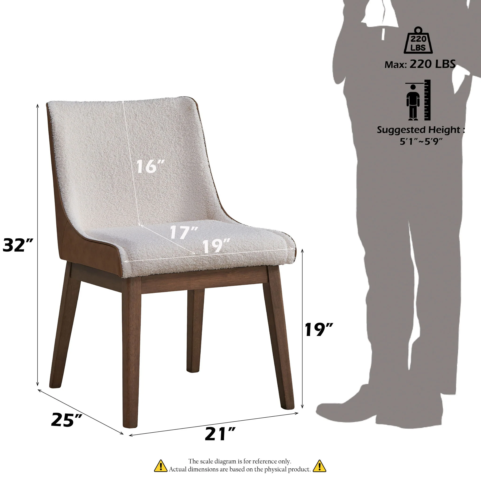 Ginny - Boucle Velvet Side Chair (Set of 2) - Walnut - Image 4
