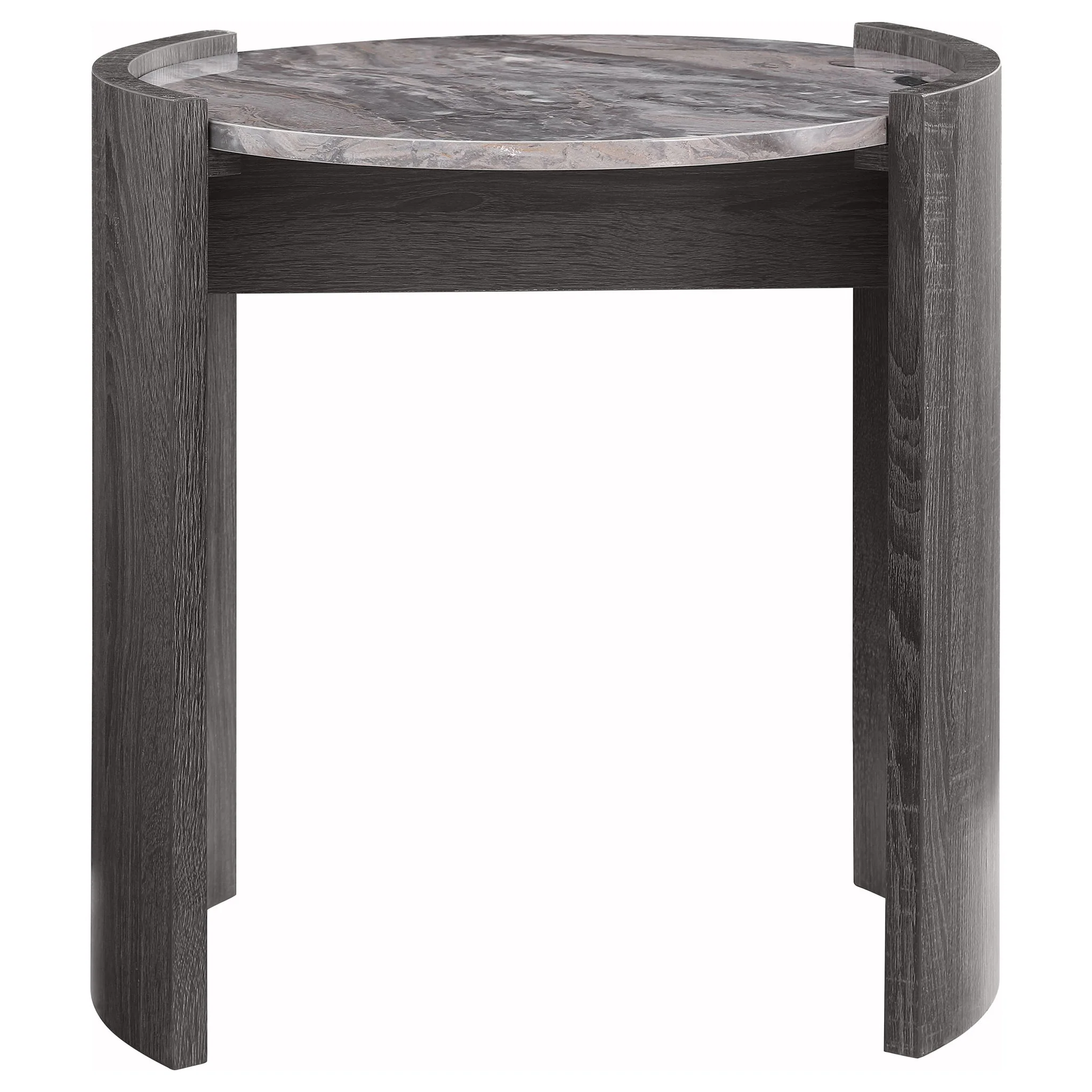Gladstone Round Faux Marble Top End Table Distressed Grey - Image 4