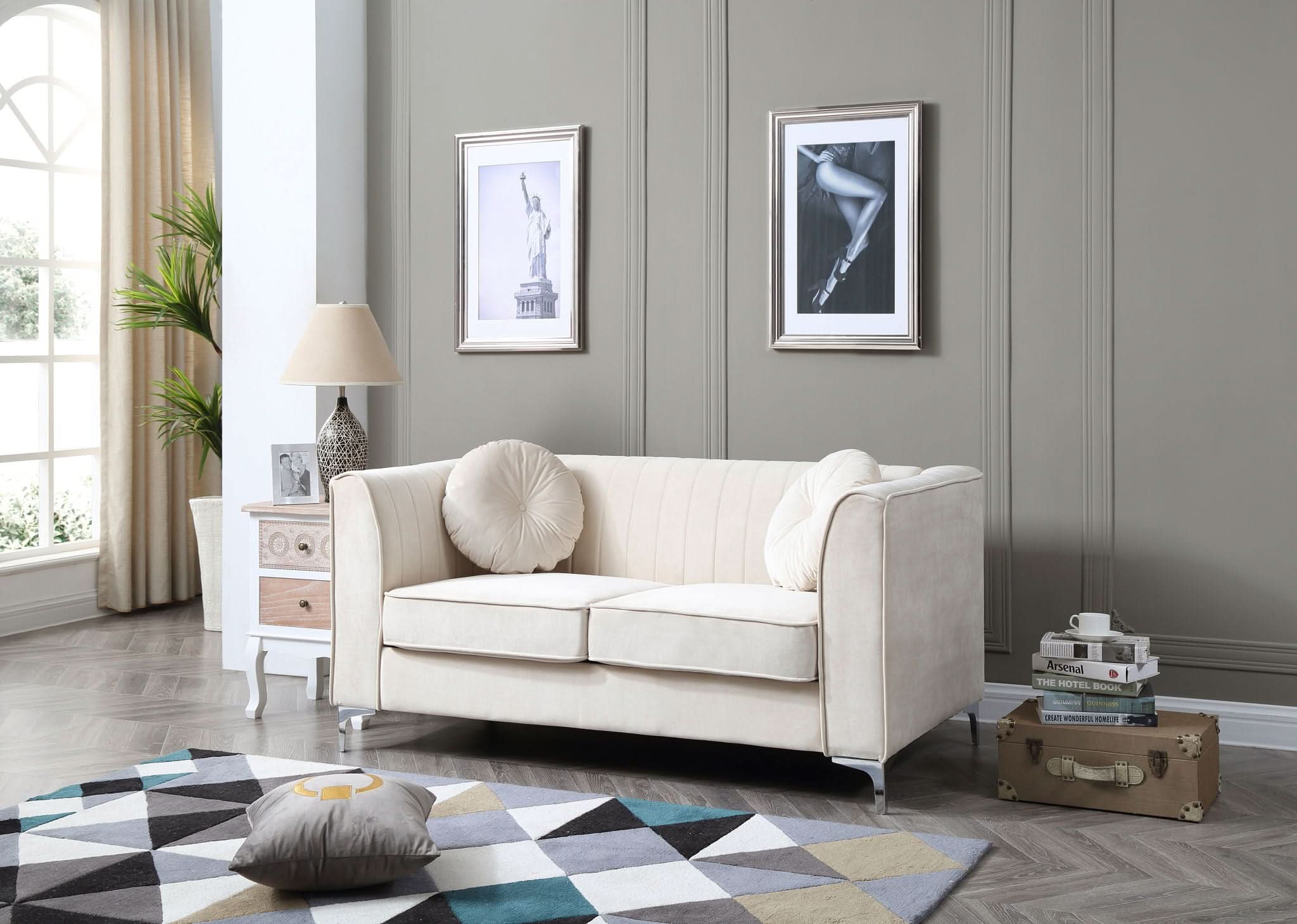 Glam Styled Micro Suede Loveseat - Image 3