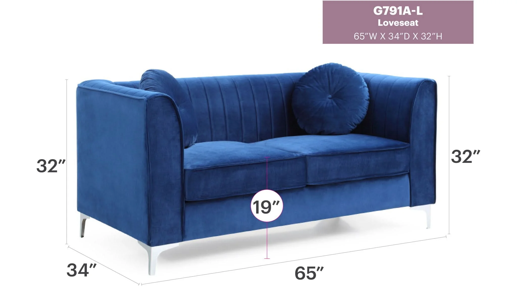 Glam Styled Micro Suede Loveseat - Image 9