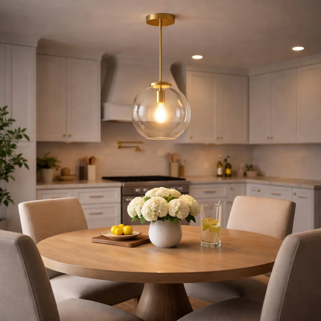 Gleam - Single Light Pendant Lamp With Clear Globe Satin - Antique Brass / Clear / Gold
