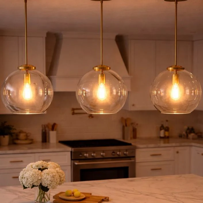 Gleam - Single Light Pendant Lamp With Clear Globe Satin - Antique Brass / Clear / Gold - Image 2