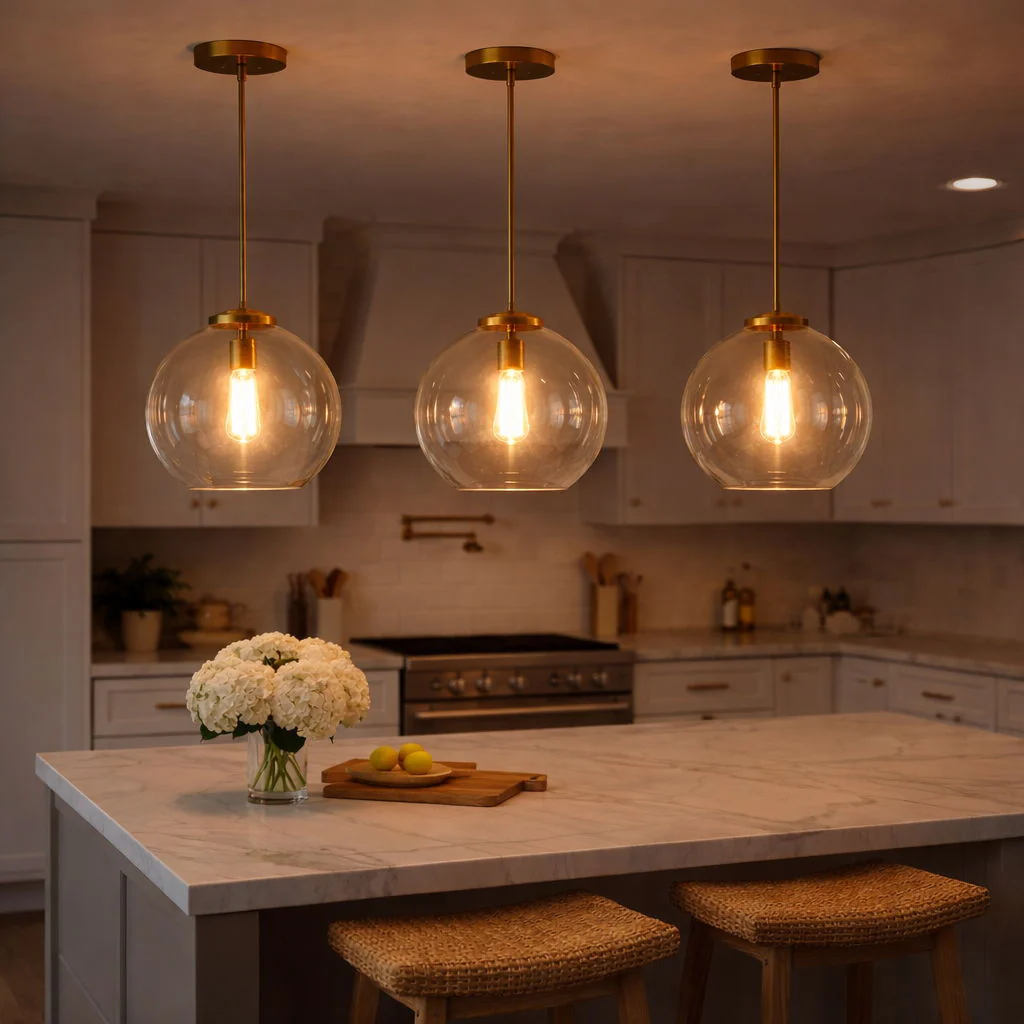 Gleam - Single Light Pendant Lamp With Clear Globe Satin - Antique Brass / Clear / Gold - Image 3