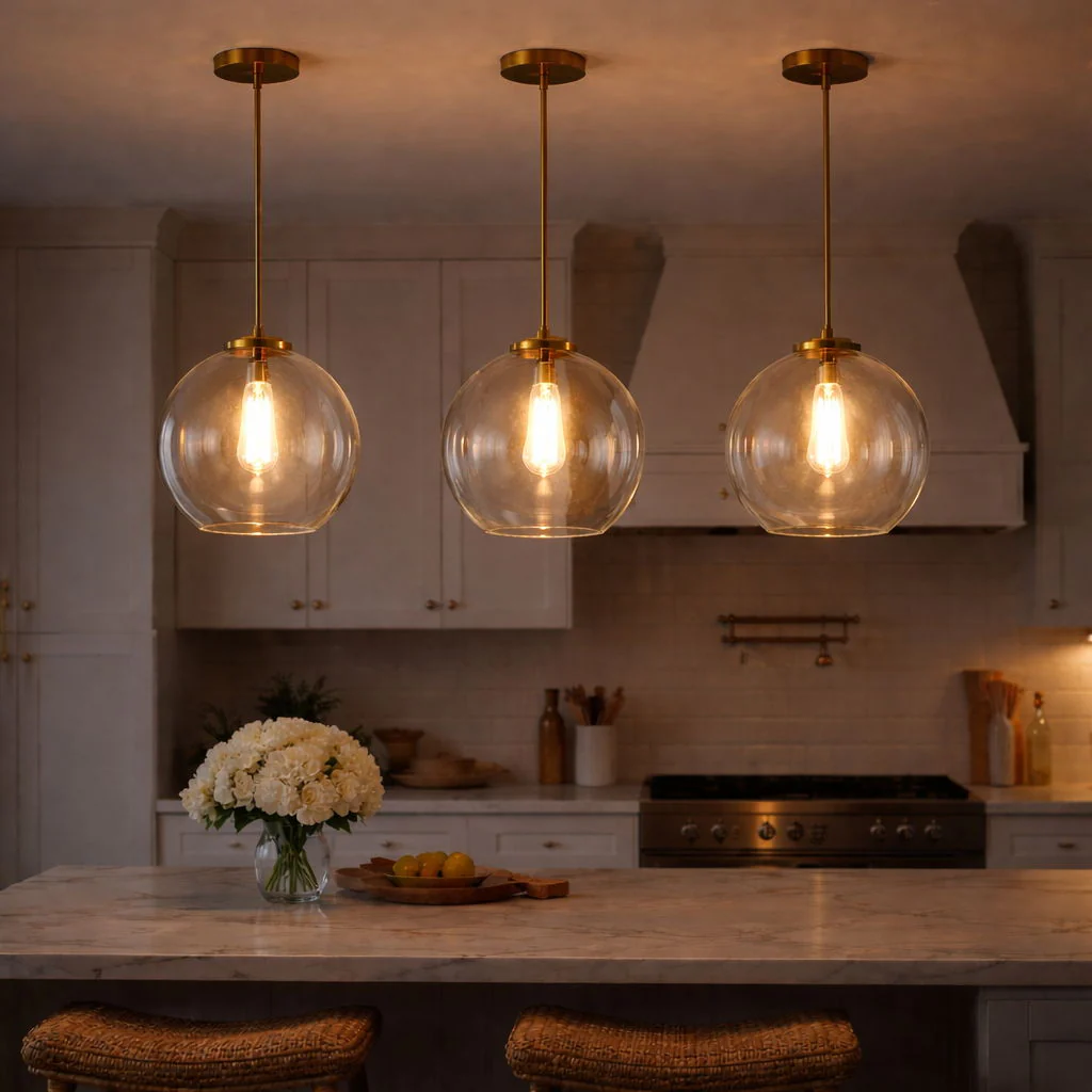 Gleam - Single Light Pendant Lamp With Clear Globe Satin - Antique Brass / Clear / Gold - Image 4