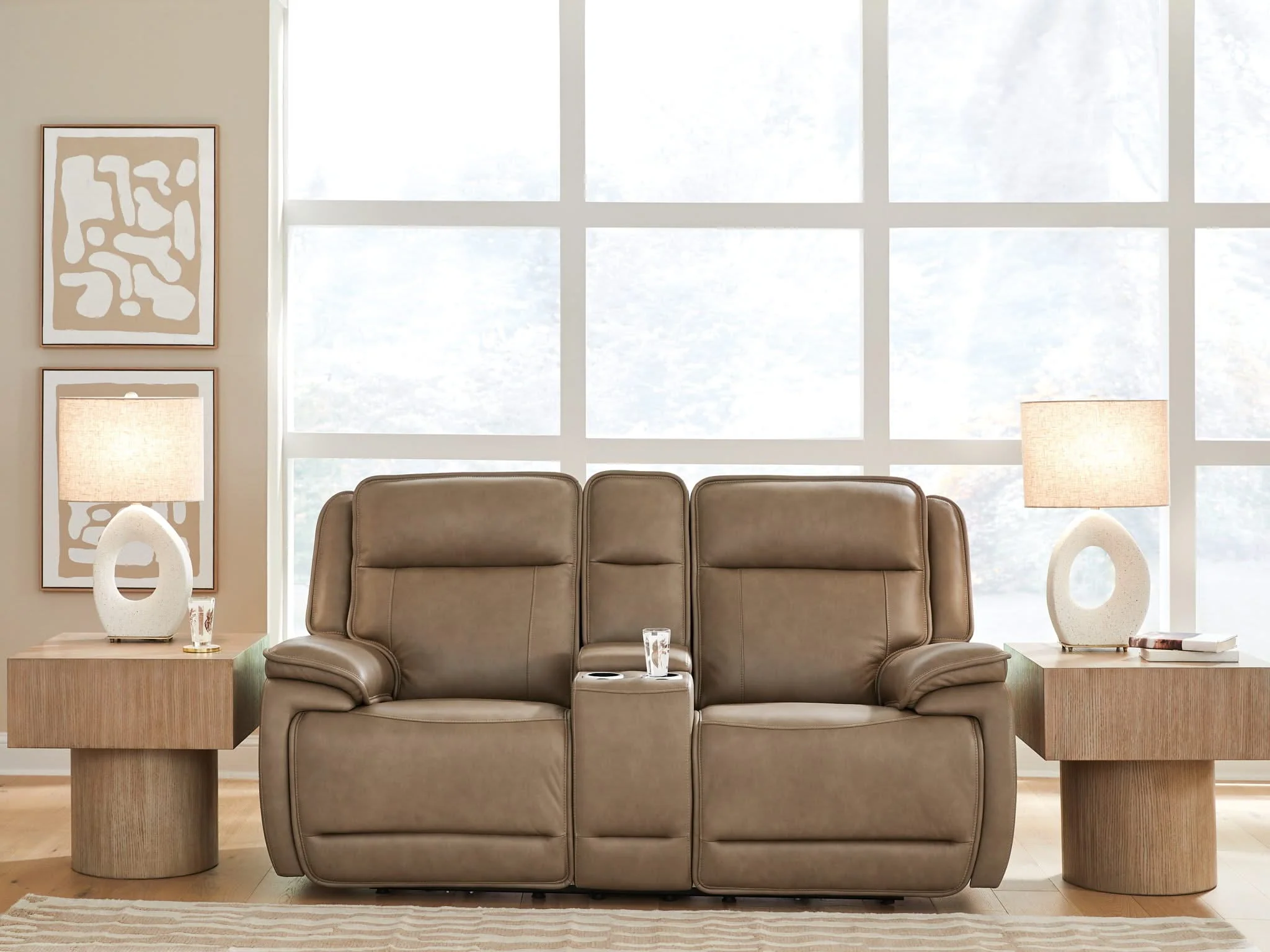 Glencroft - Power Reclining Loveseat With Console / Adjustable Headrest - Sahara - Image 3