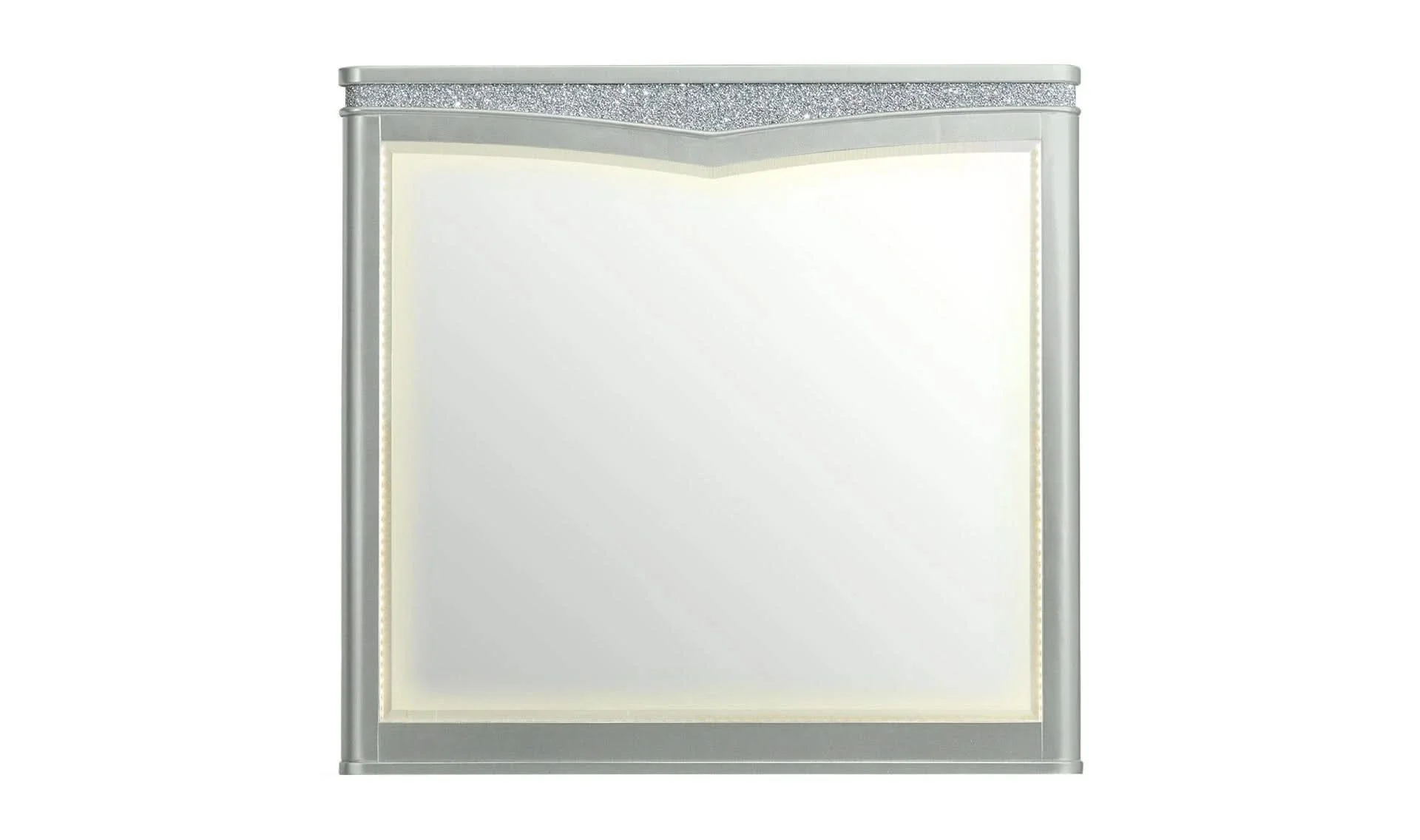 Glendale Silver Framed Mirror with Crushed Crystal Inlay