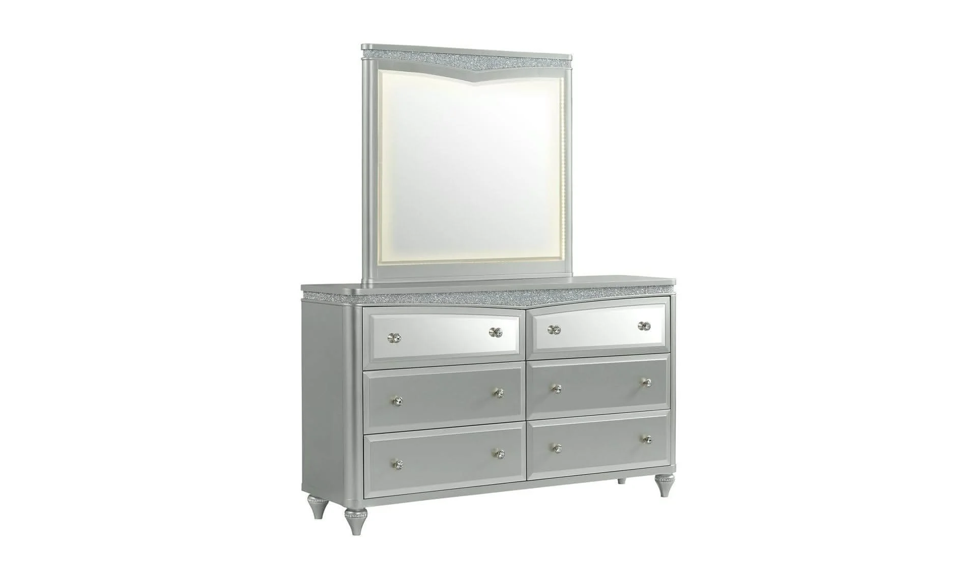 Glendale Silver Framed Mirror with Crushed Crystal Inlay - Image 2