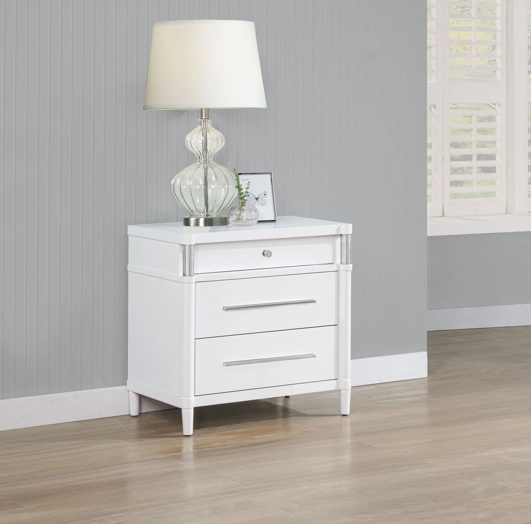 Gracemont 3-drawer Bedroom Nightstand Bedside Table White - Image 2
