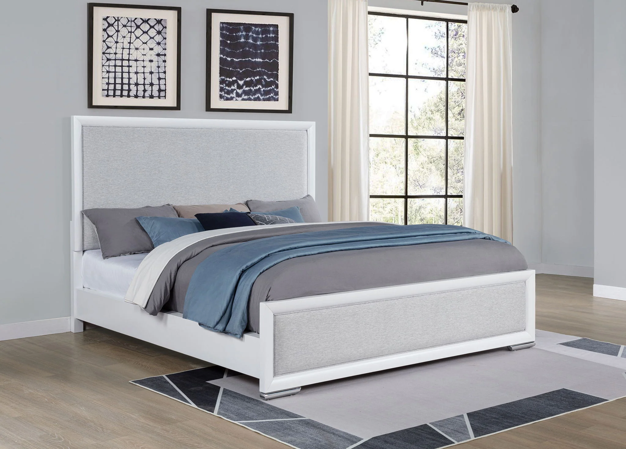 Gracemont 57-inch California King Panel Bed Grey and White - Image 4