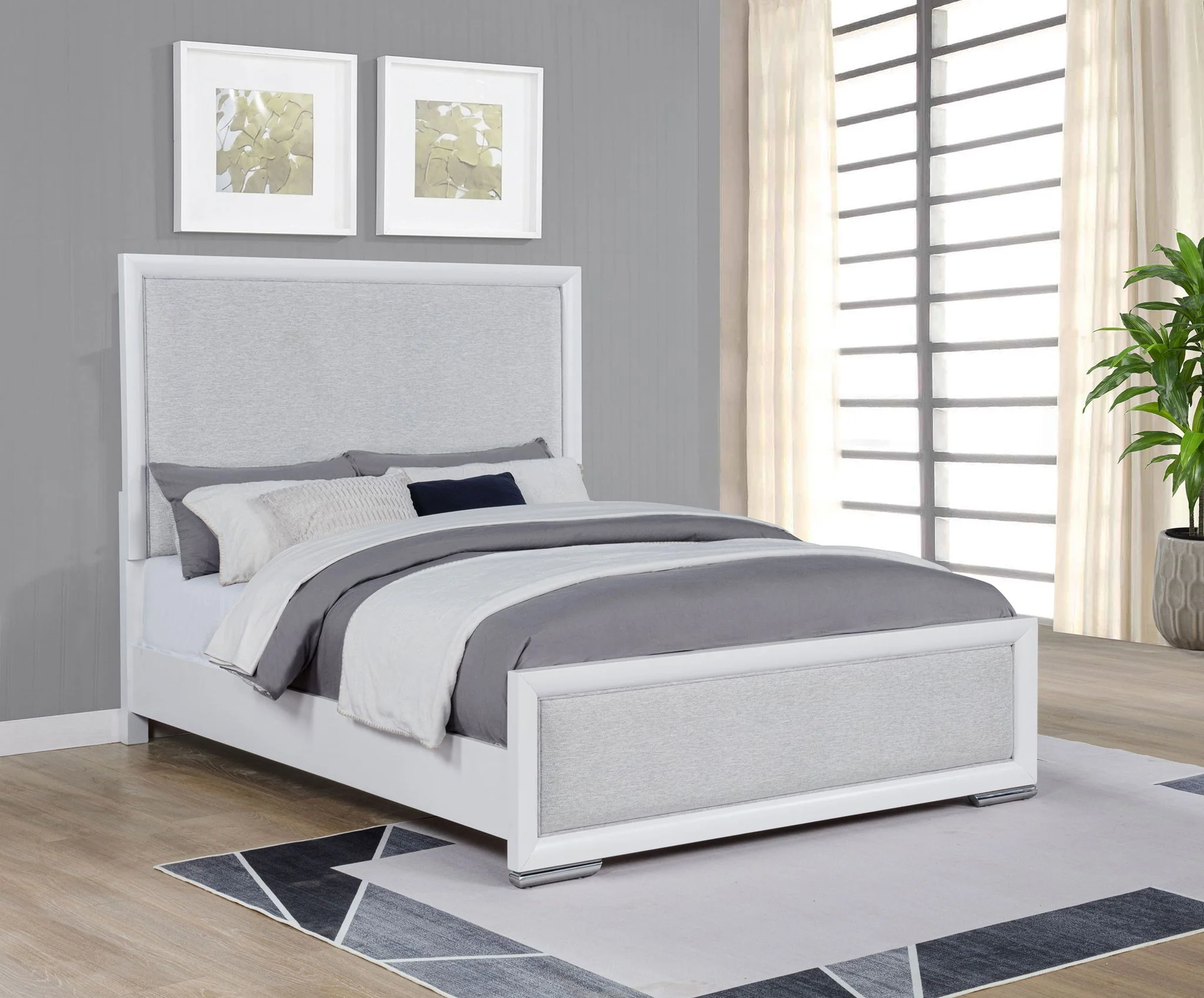 Gracemont 57-inch Queen Panel Bed Grey and White - Image 2