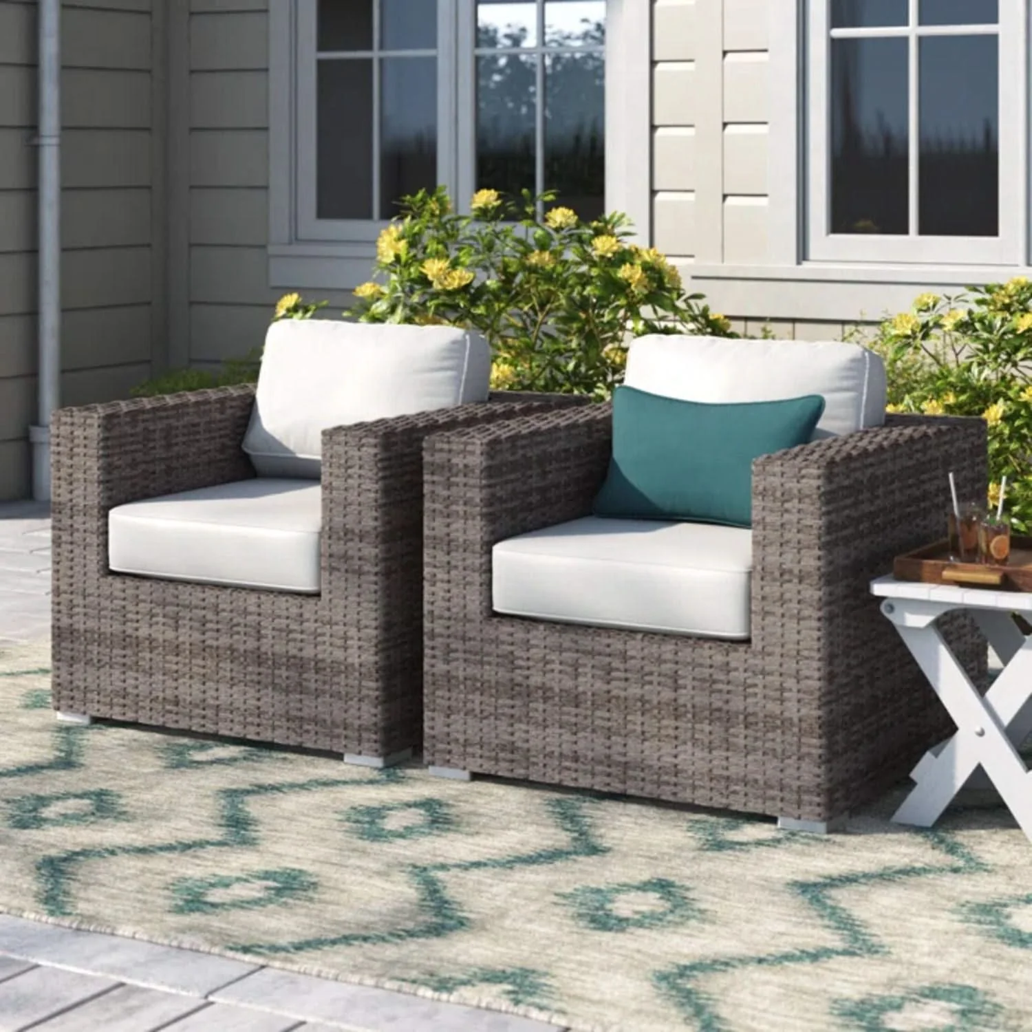 Grade - Club Patio Chair With Sunbrella Cushions (Set of 2) - Gray Mix / White - Image 2