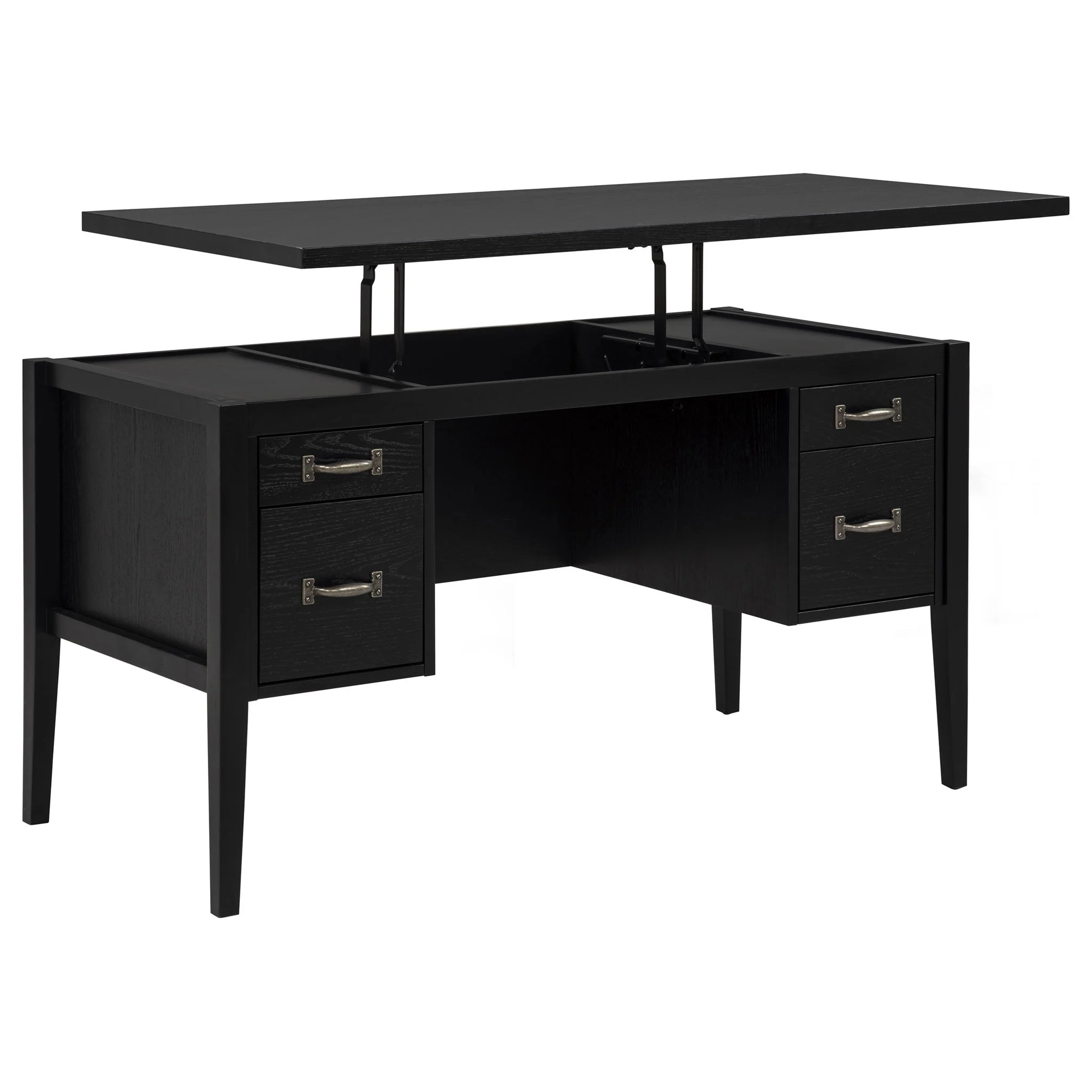 Graham 54-inch 4-drawer Double Pedestal Lift Top Computer Desk Black - Image 4