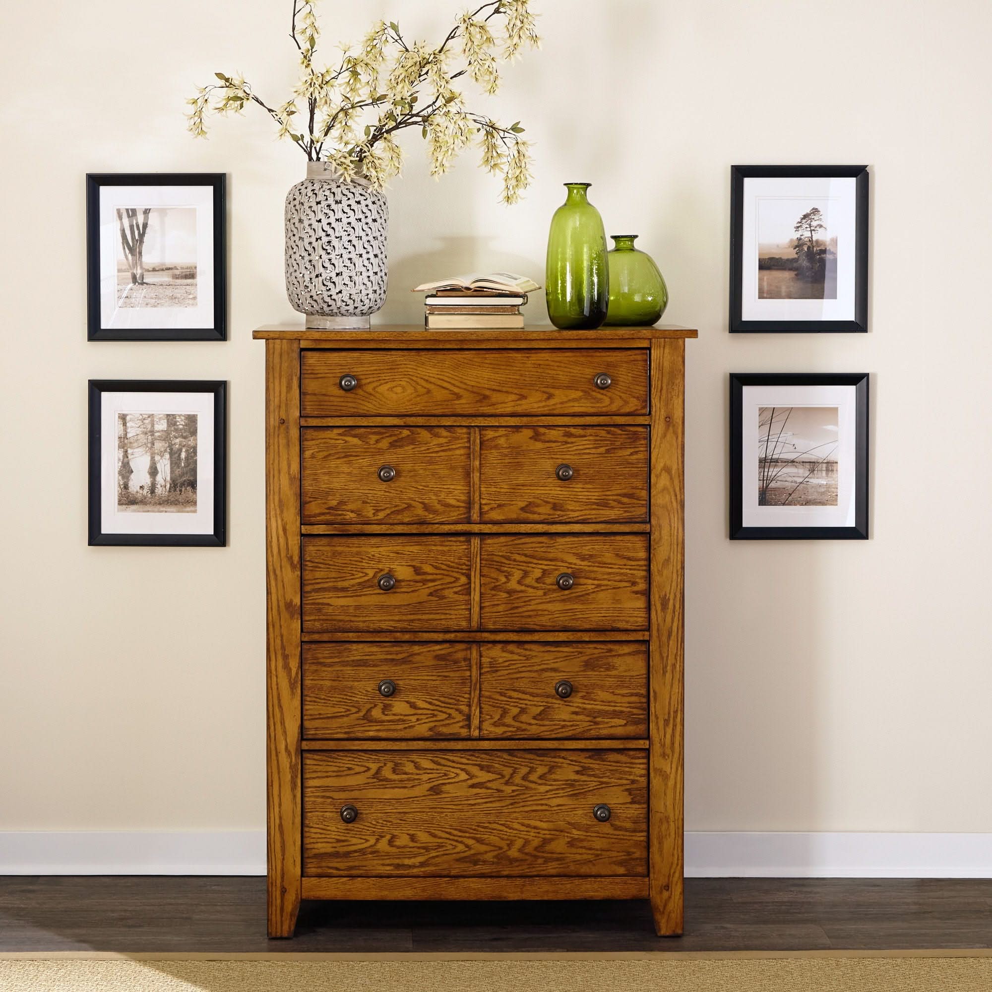 Grandpas Cabin - 5 Drawer Chest - Aged Oak - Image 4